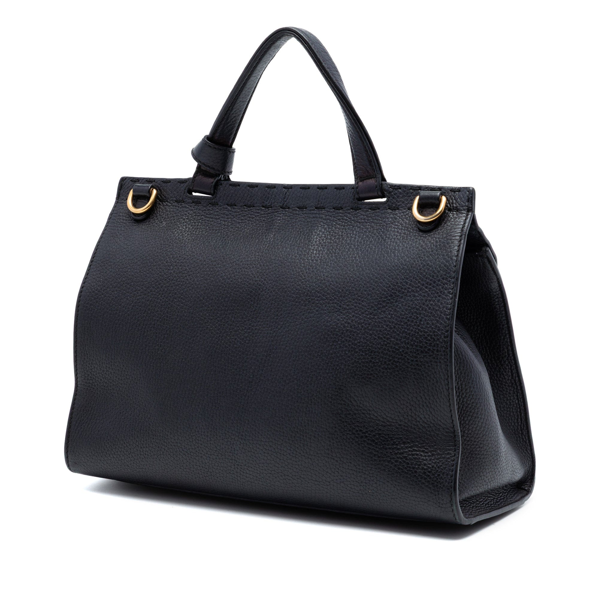 Gucci Small GG Marmont Grained Calfskin Top Handle Satchel