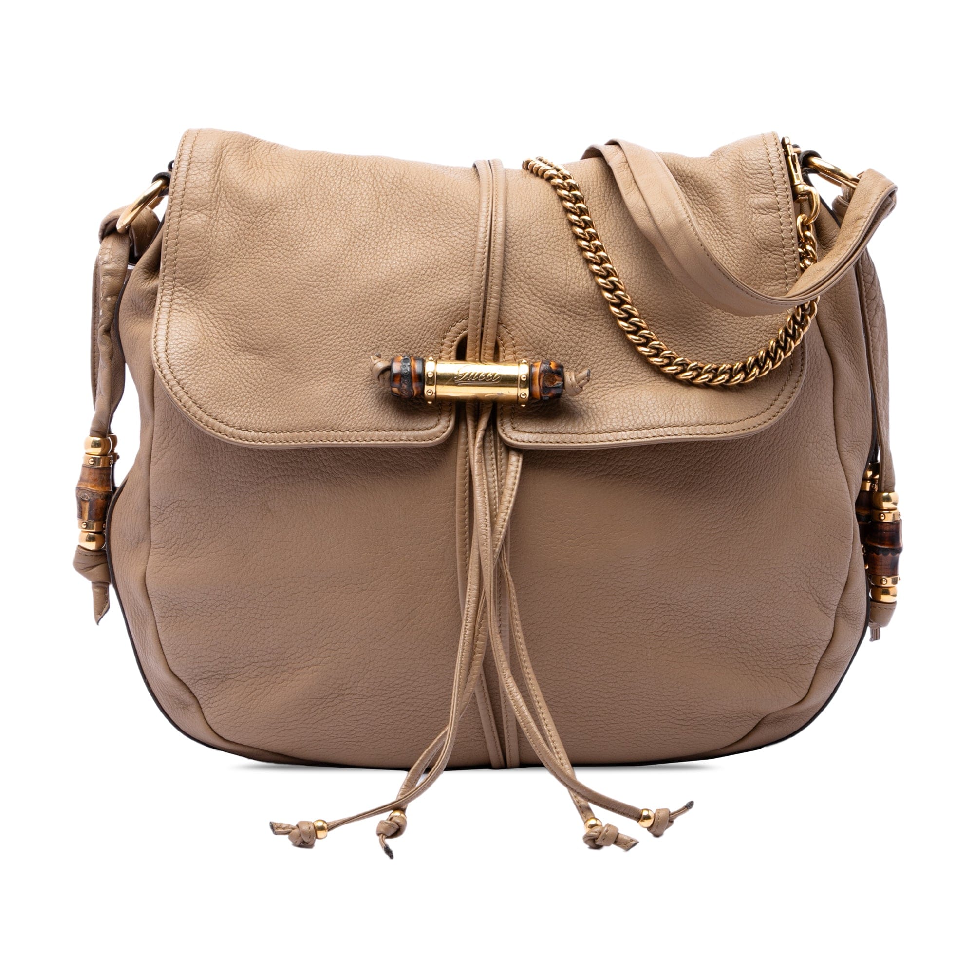 Gucci Large Pebbled Calfskin Jungle Satchel