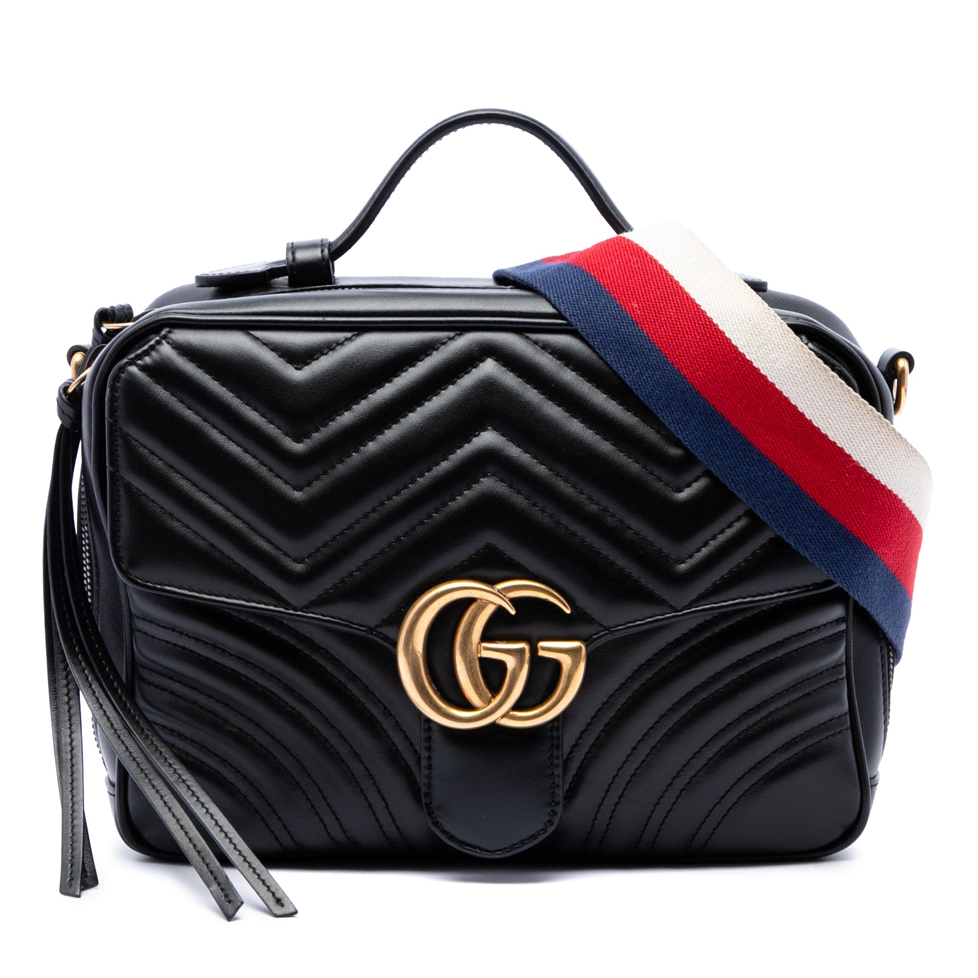 Gucci Small GG Marmont Matelasse Calfskin Top Handle Satchel
