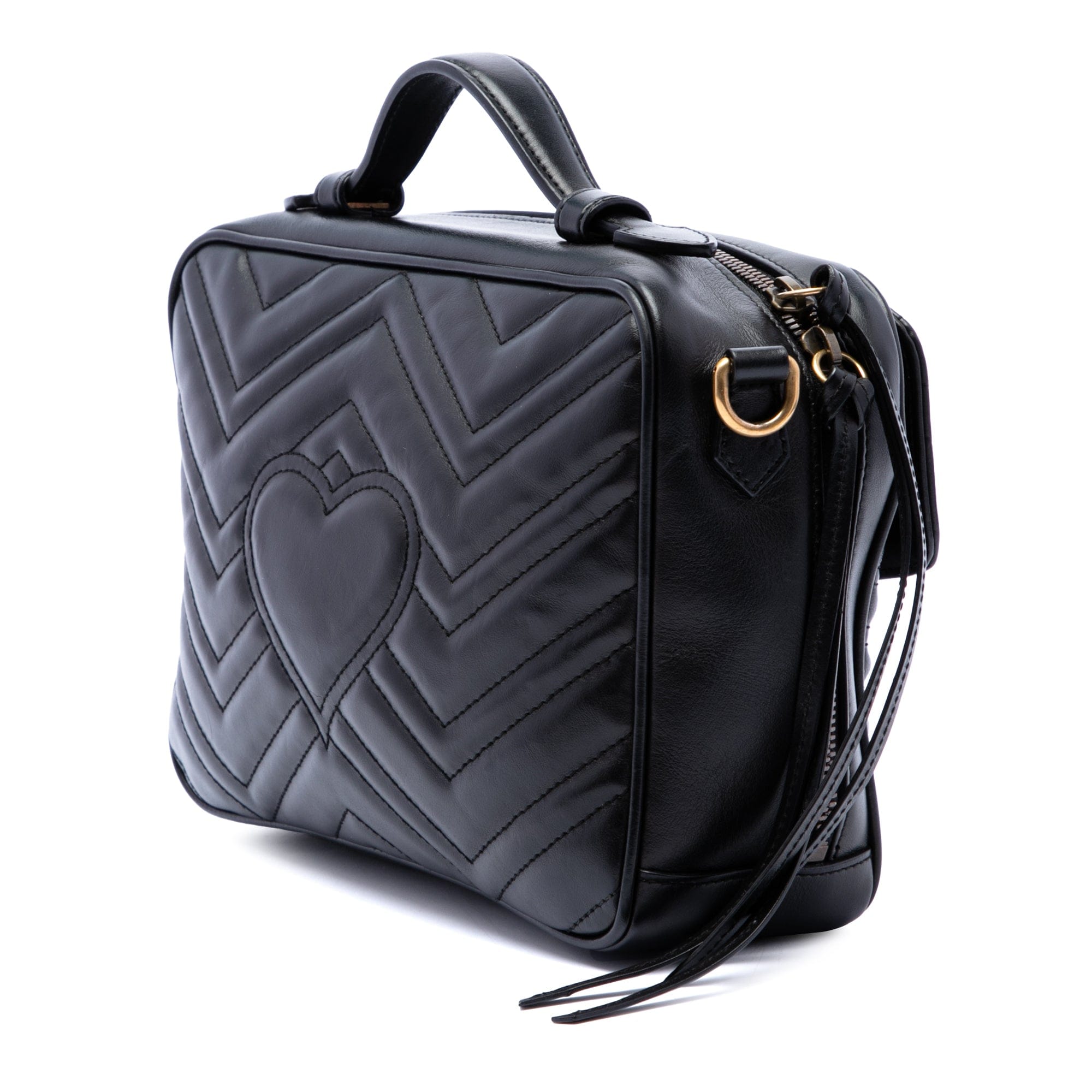 Gucci Small GG Marmont Matelasse Calfskin Top Handle Satchel