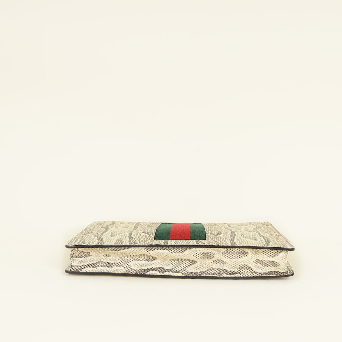 Gucci Beige GG Python Web Wristlet Zip Pouch Bag