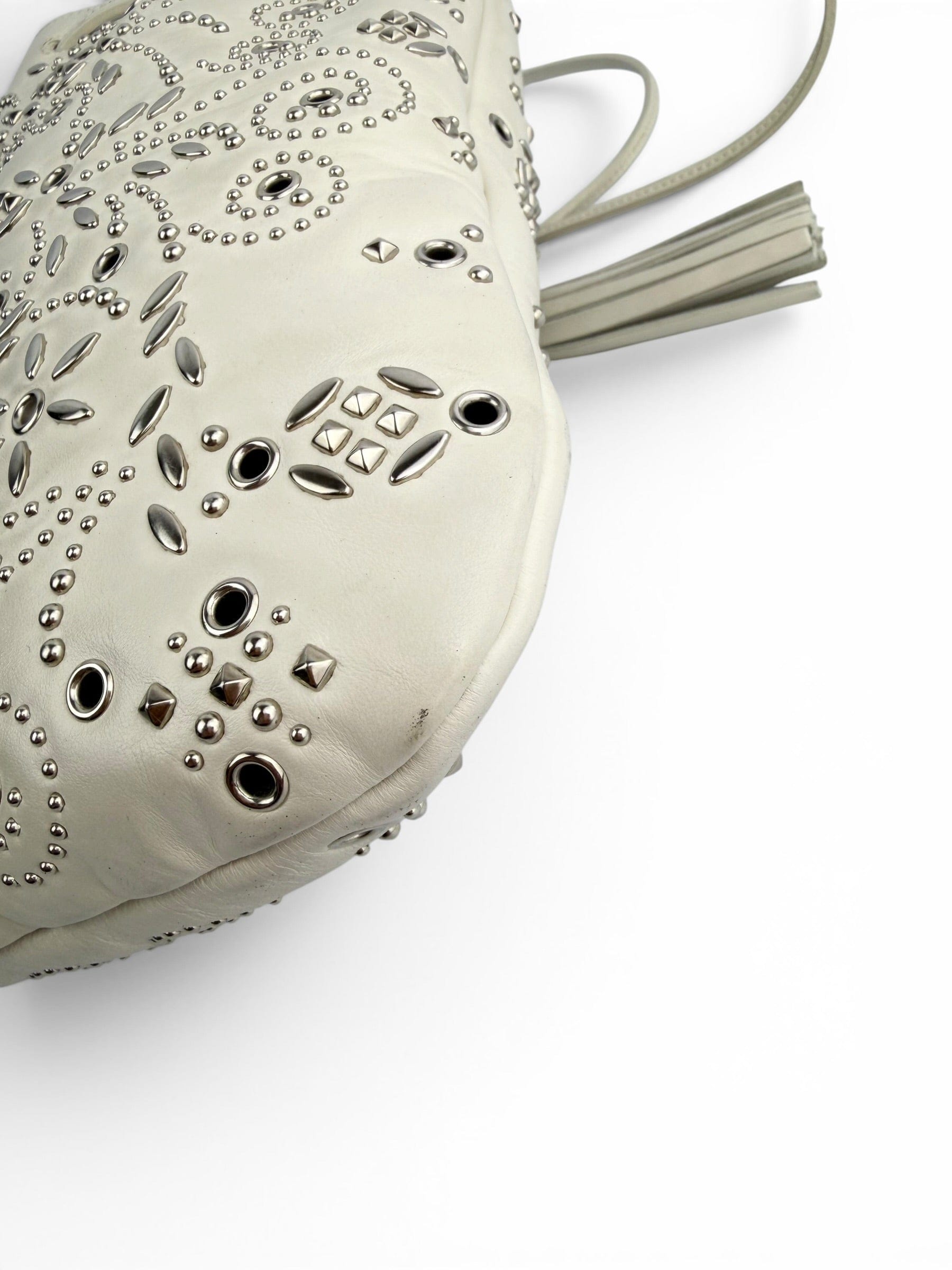 Saint Laurent Small Off White Jen Studded Bucket Crossbody