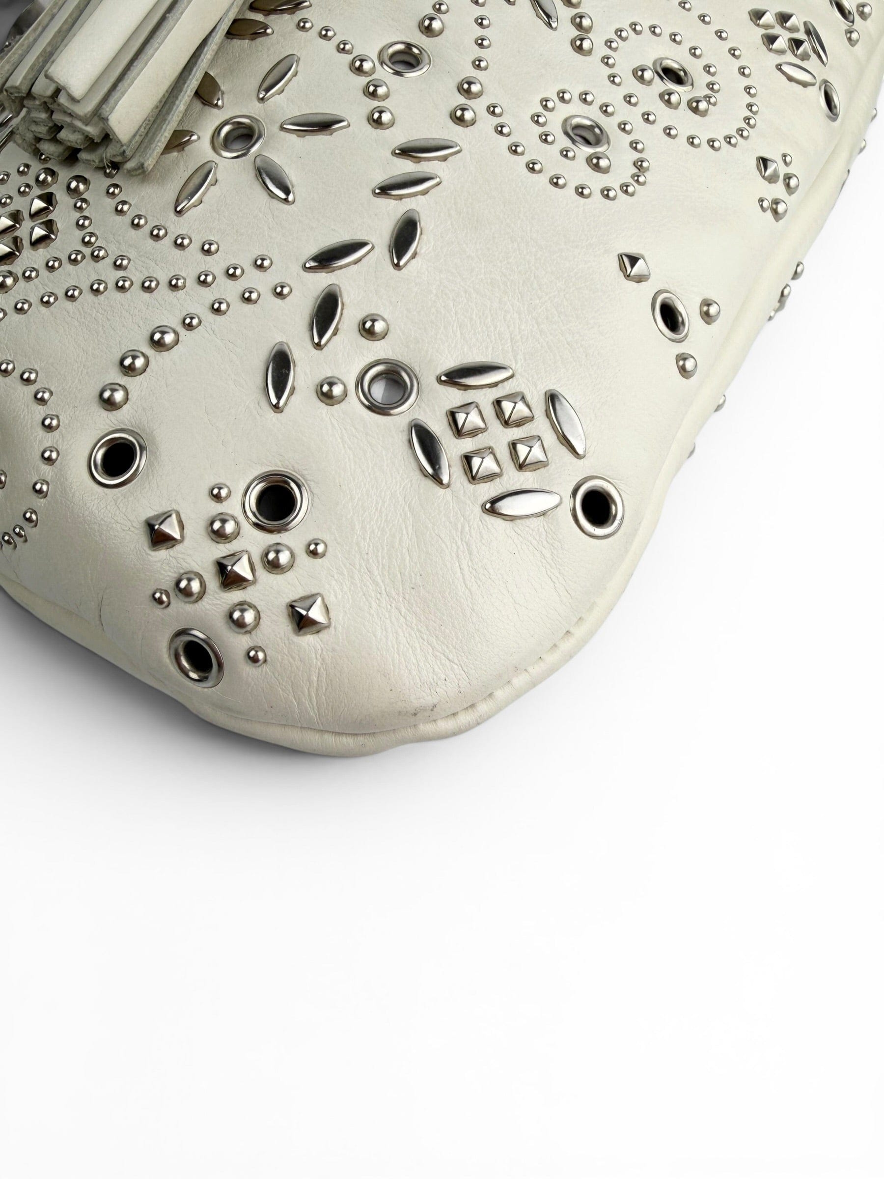 Saint Laurent Small Off White Jen Studded Bucket Crossbody