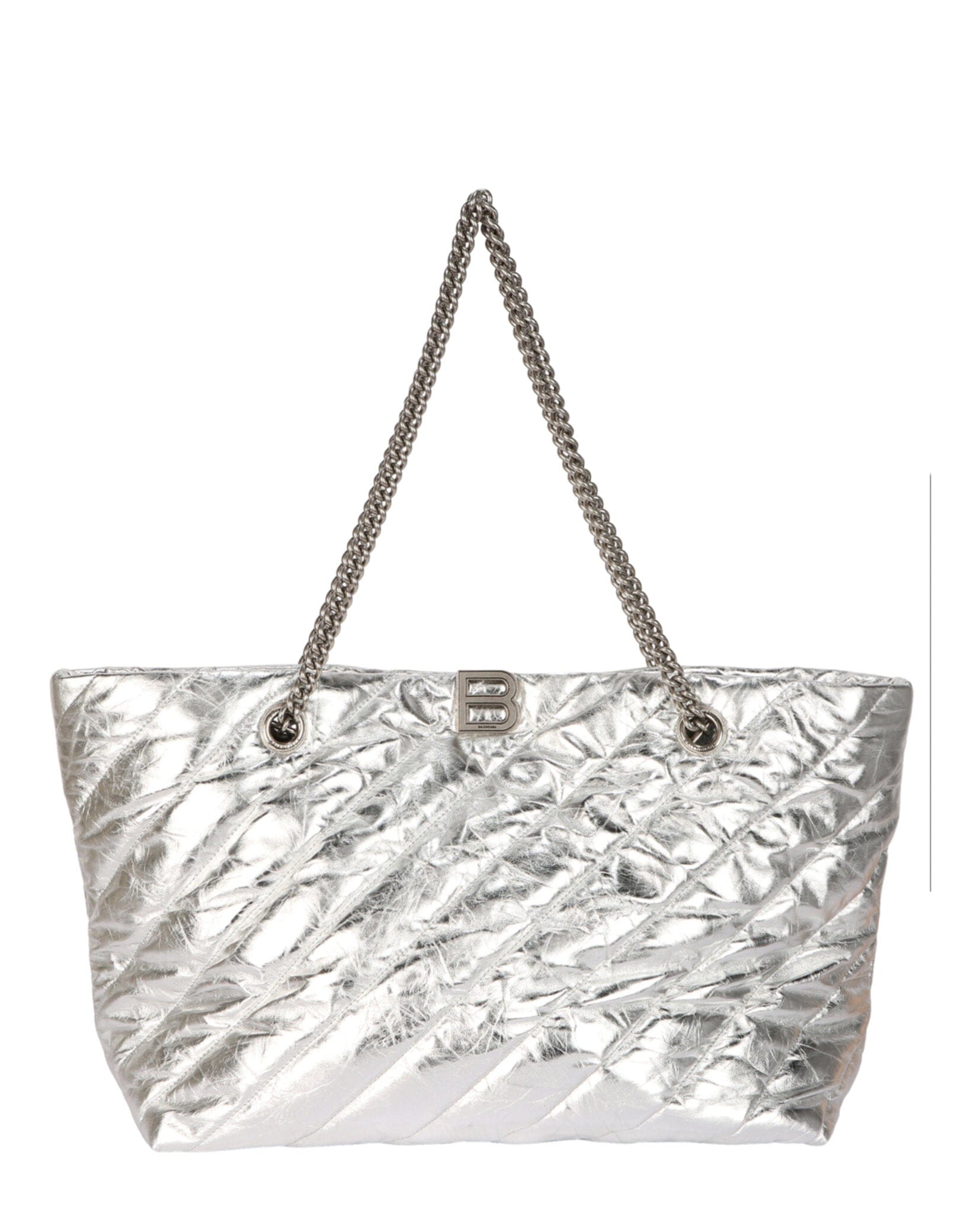 Balenciaga Womens Medium Metallized Quilted Crush Carry All Tote Bag