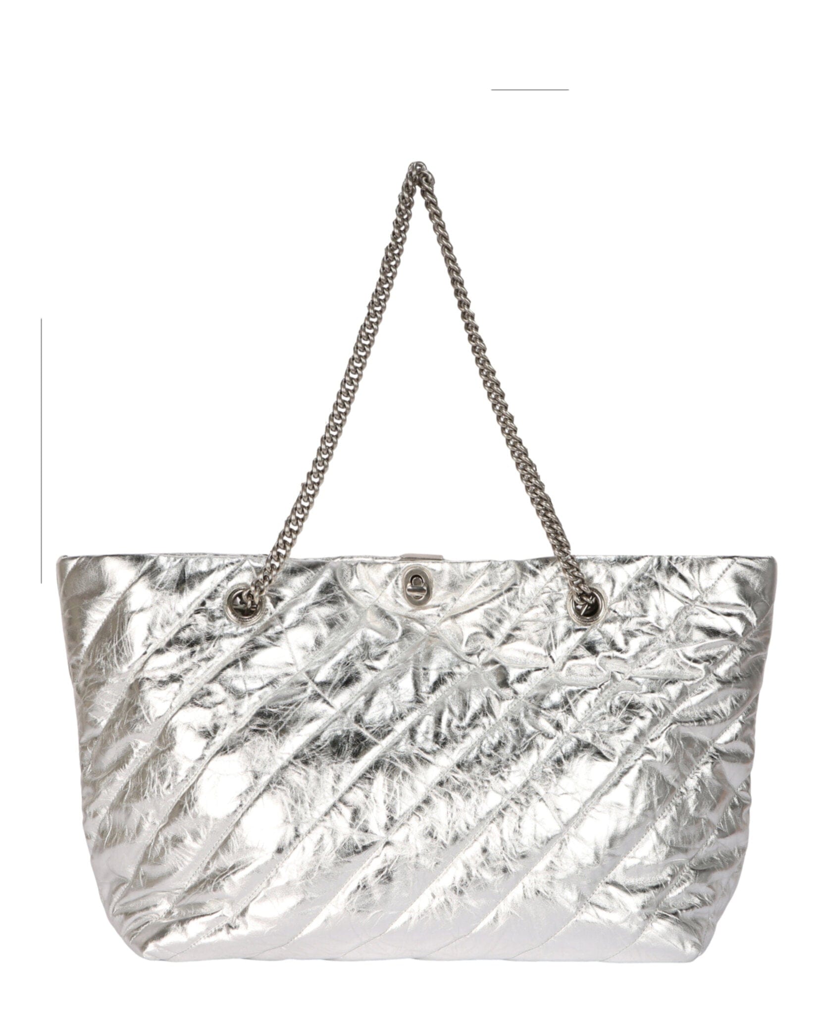 Balenciaga Womens Medium Metallized Quilted Crush Carry All Tote Bag