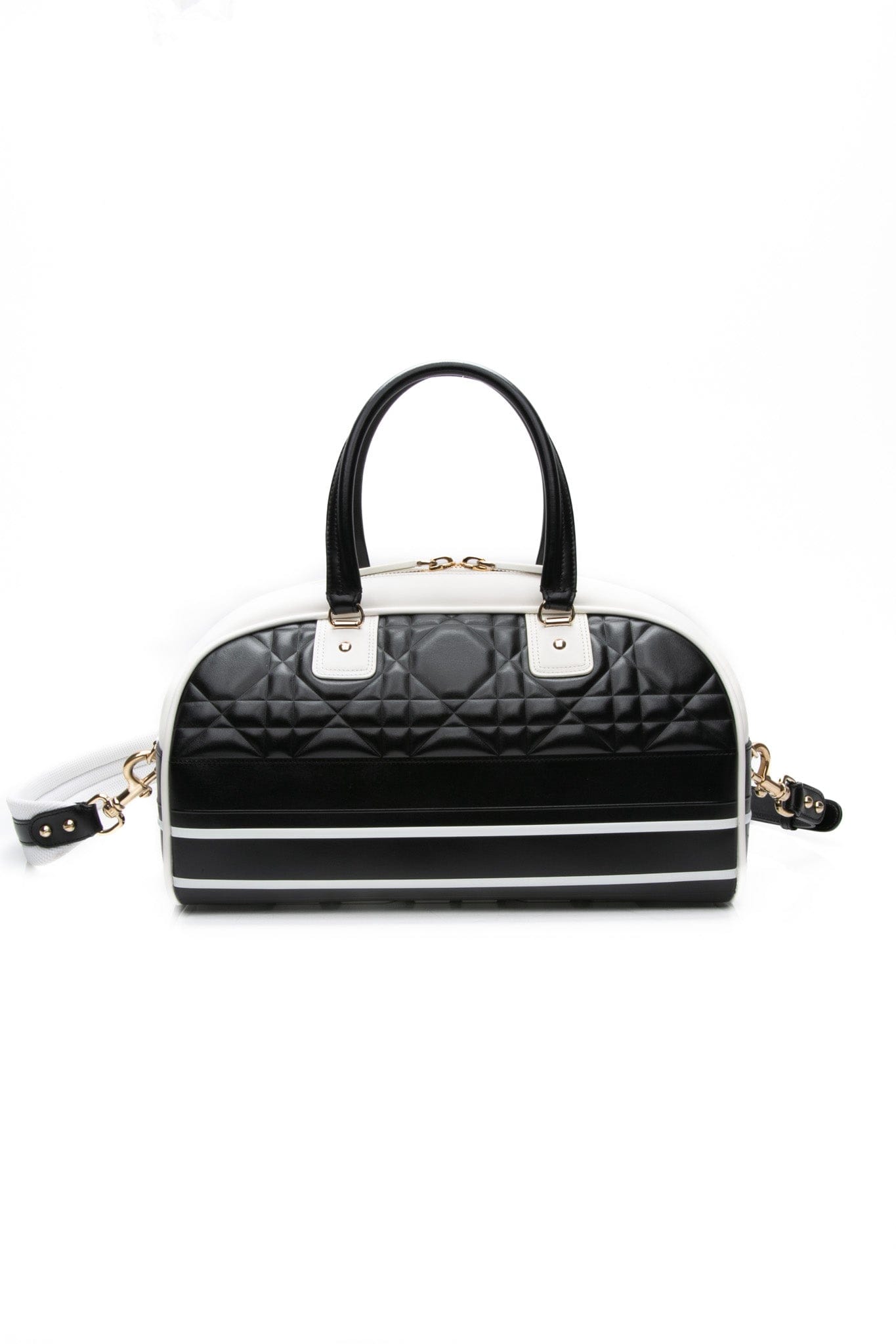 DIOR Black and White Calfskin Dior Vibe Zip Bowling Bag