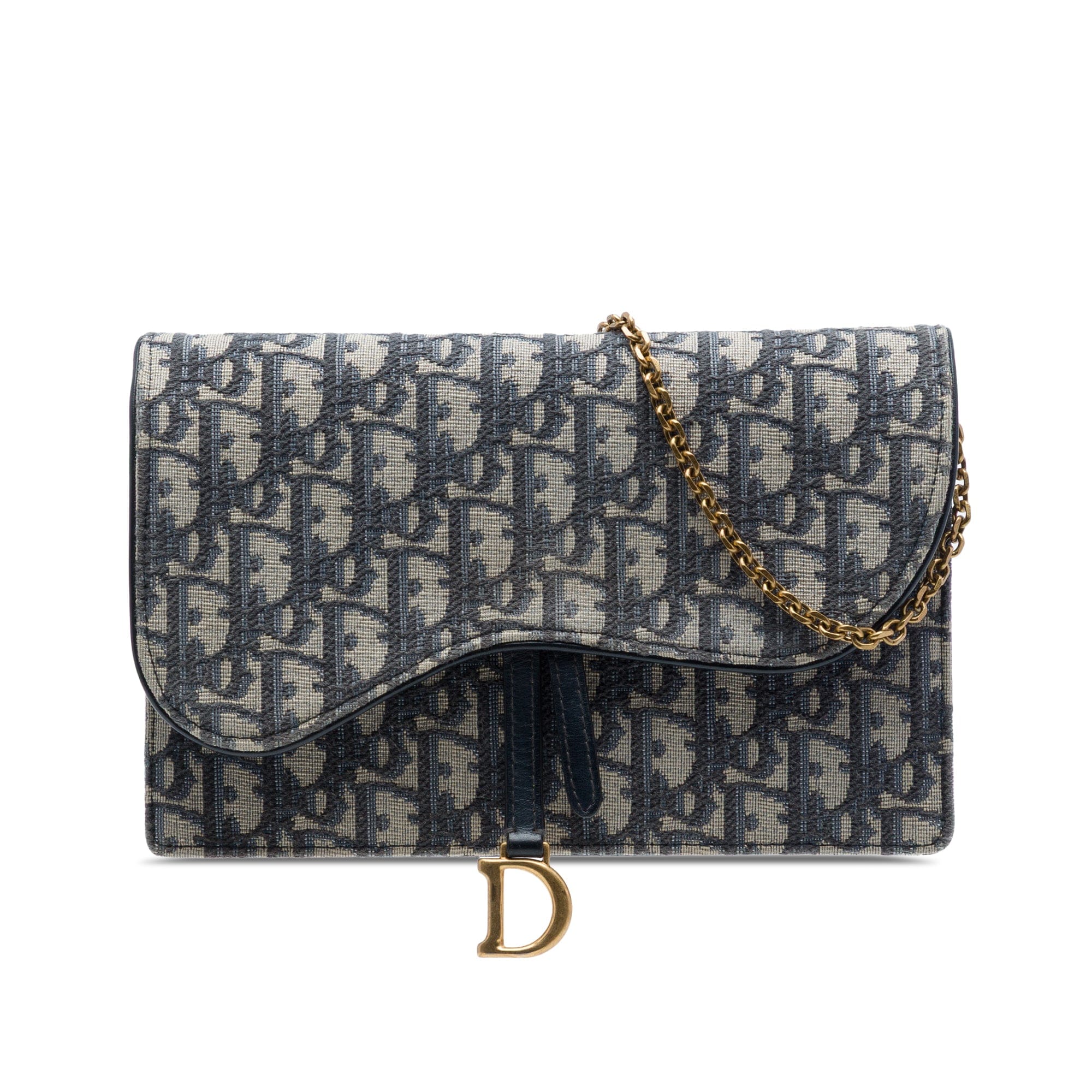 Dior Oblique Canvas Saddle Pouch Wallet on Chain