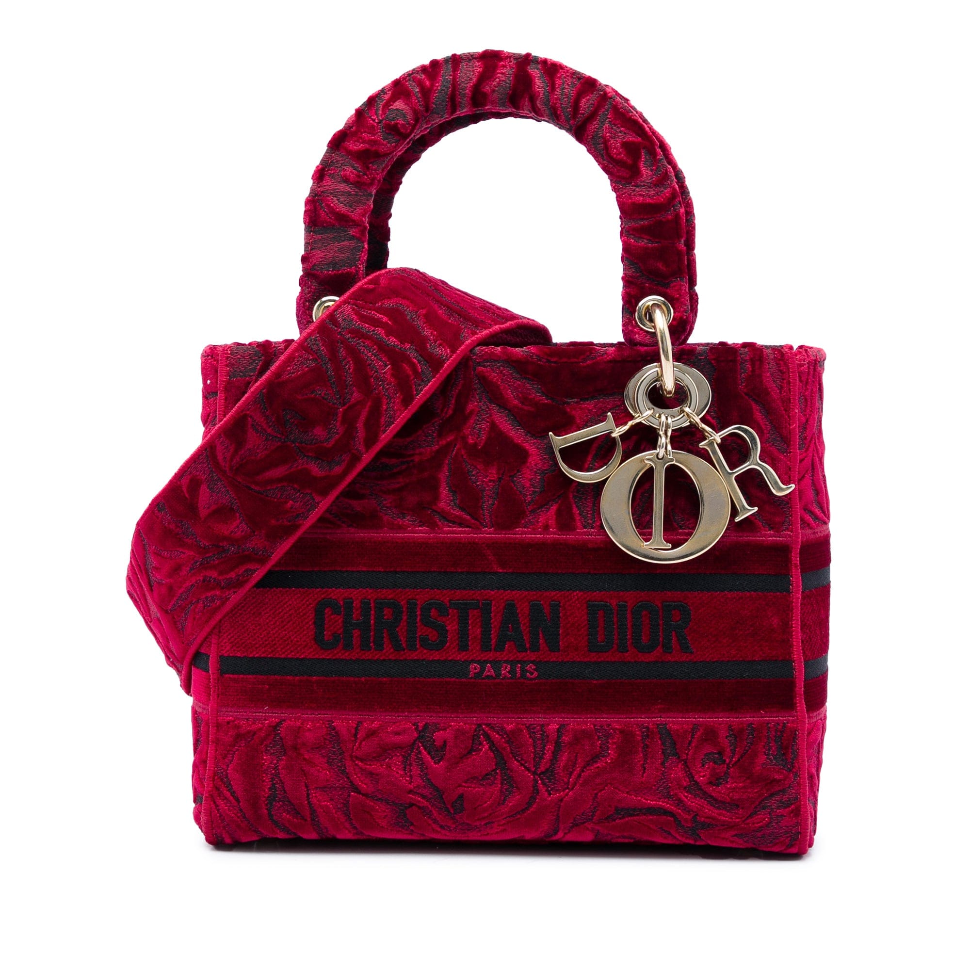 Dior Medium Embroidered Velvet Roses Lady D Lite