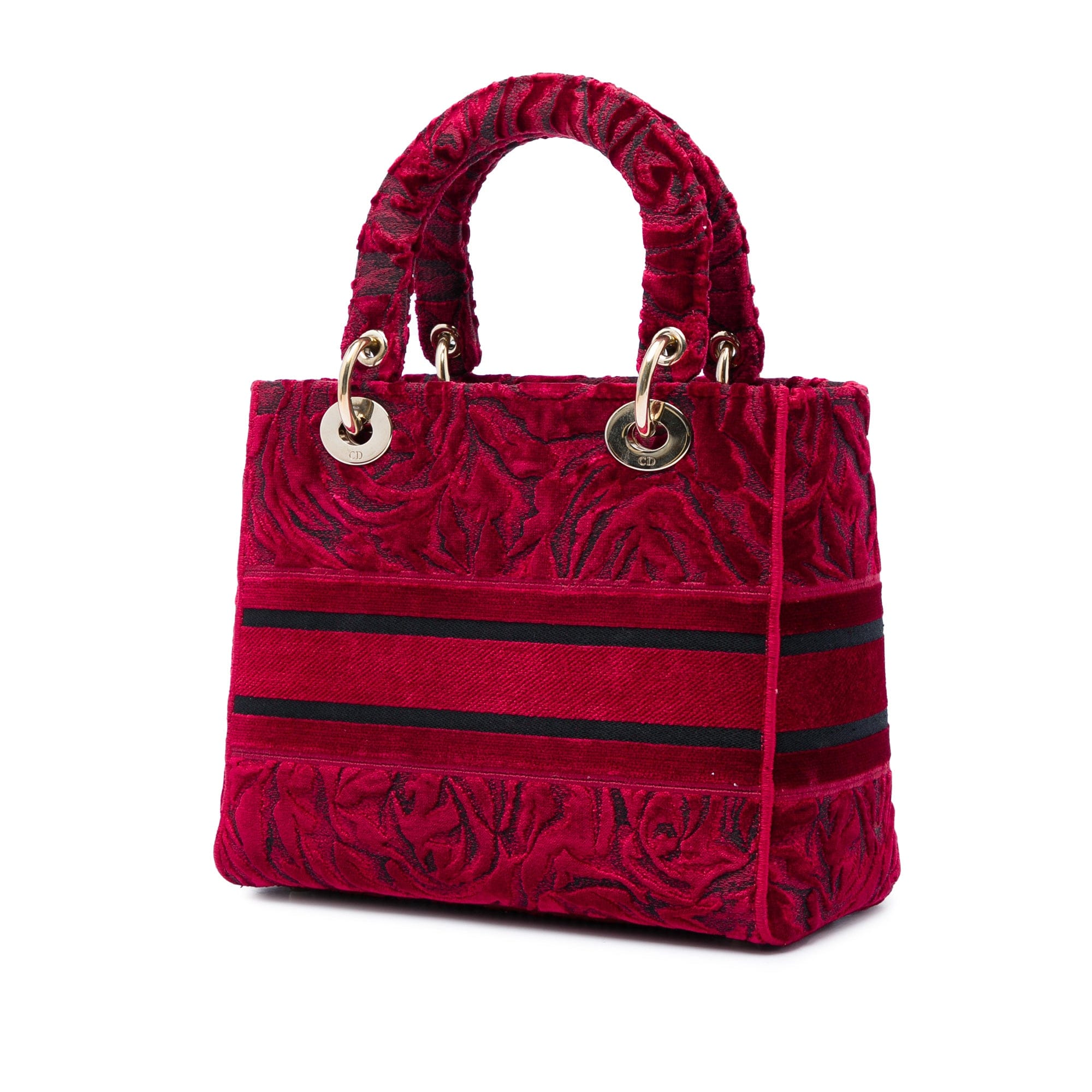 Dior Medium Embroidered Velvet Roses Lady D Lite