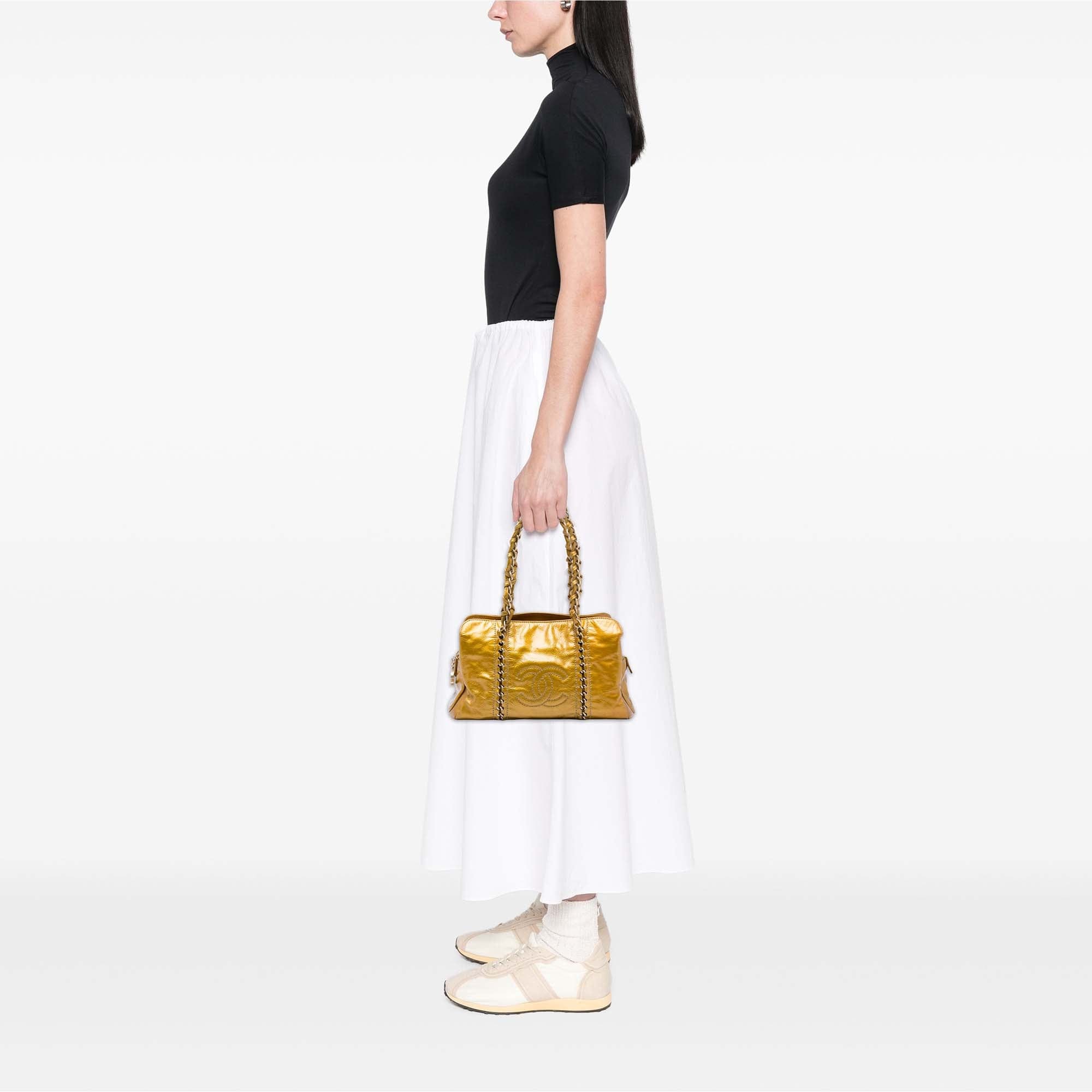 Chanel Medium Crinkled Patent Luxe Ligne Tote