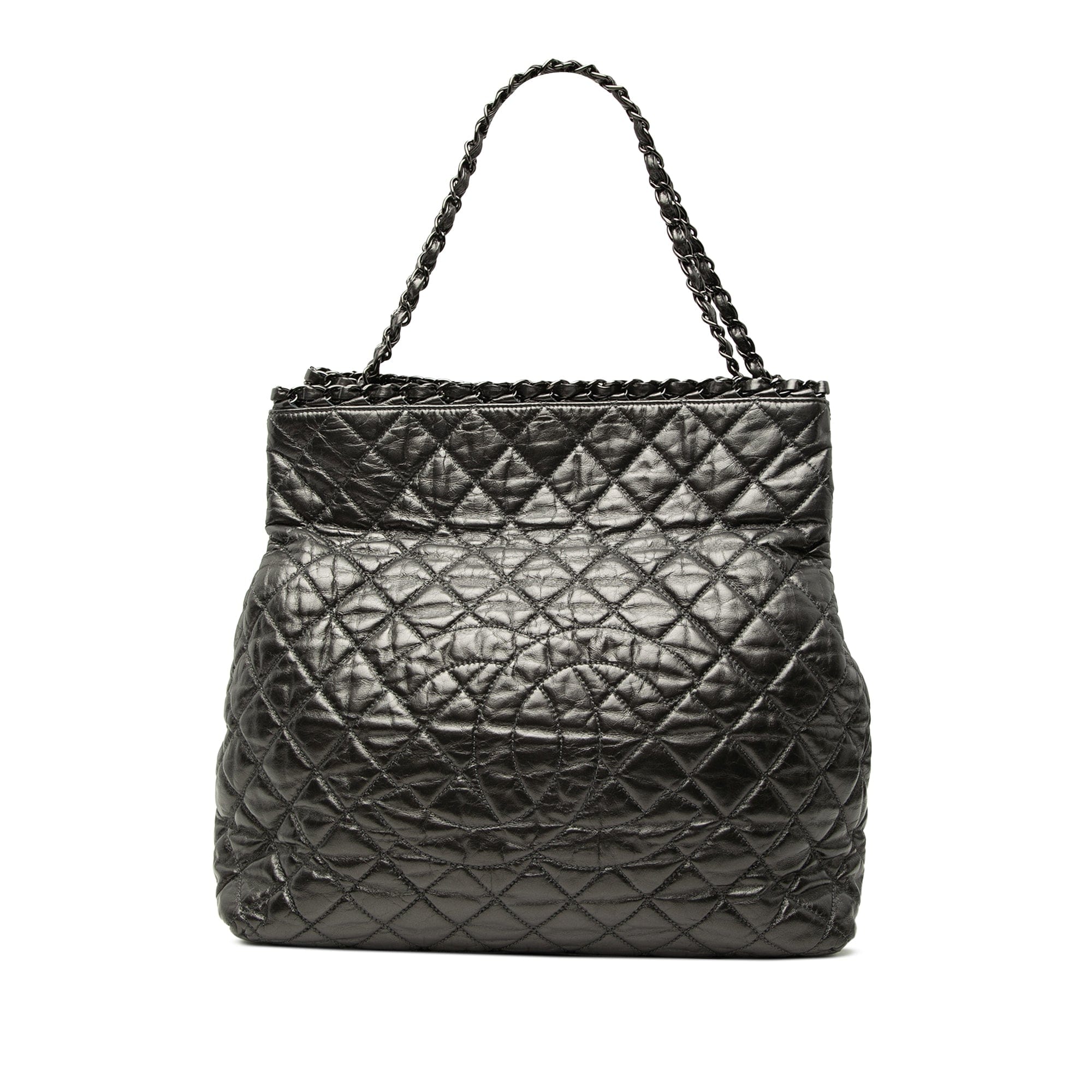 Chanel Large Glazed Calfskin Quilted Chain Me Tote