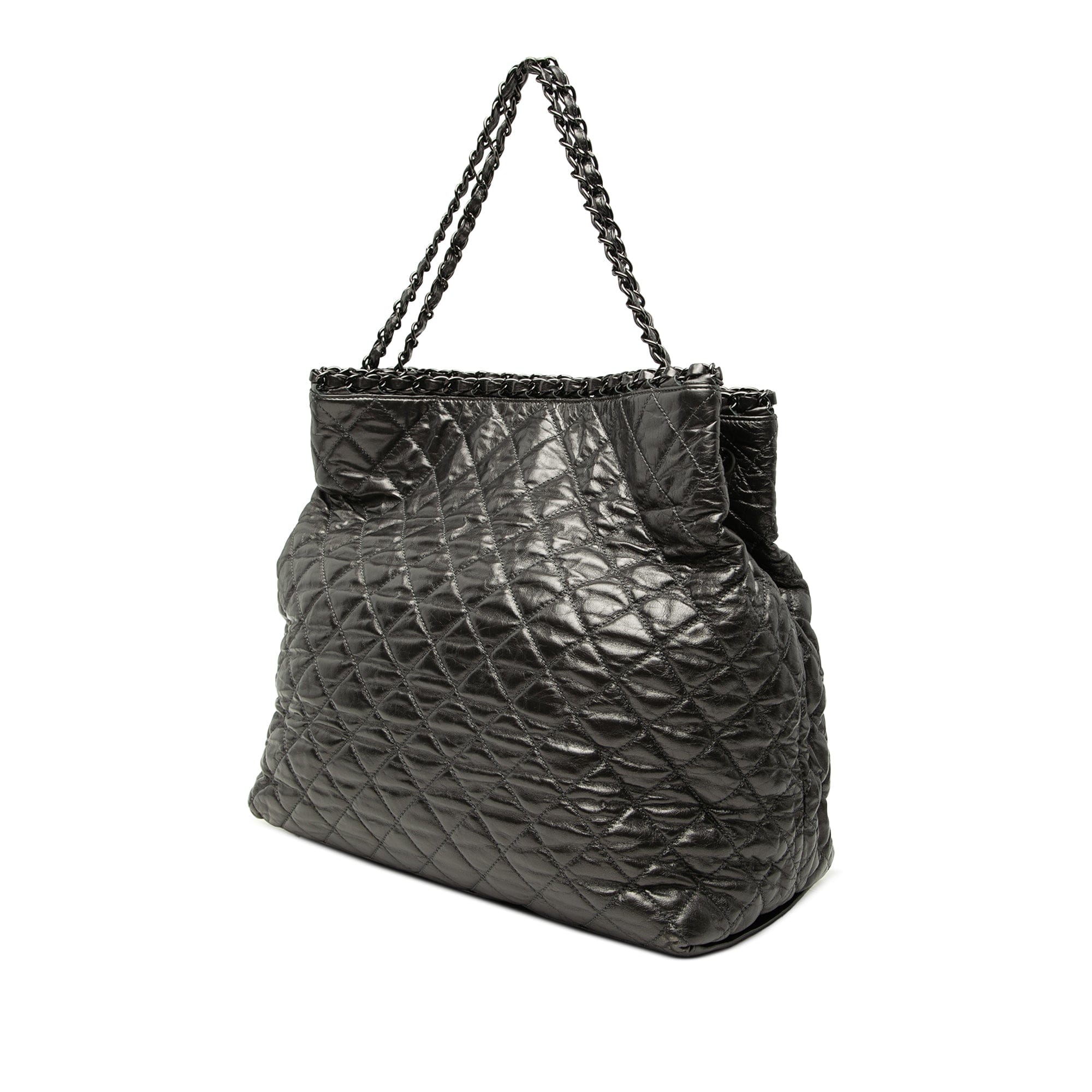 Chanel Large Glazed Calfskin Quilted Chain Me Tote