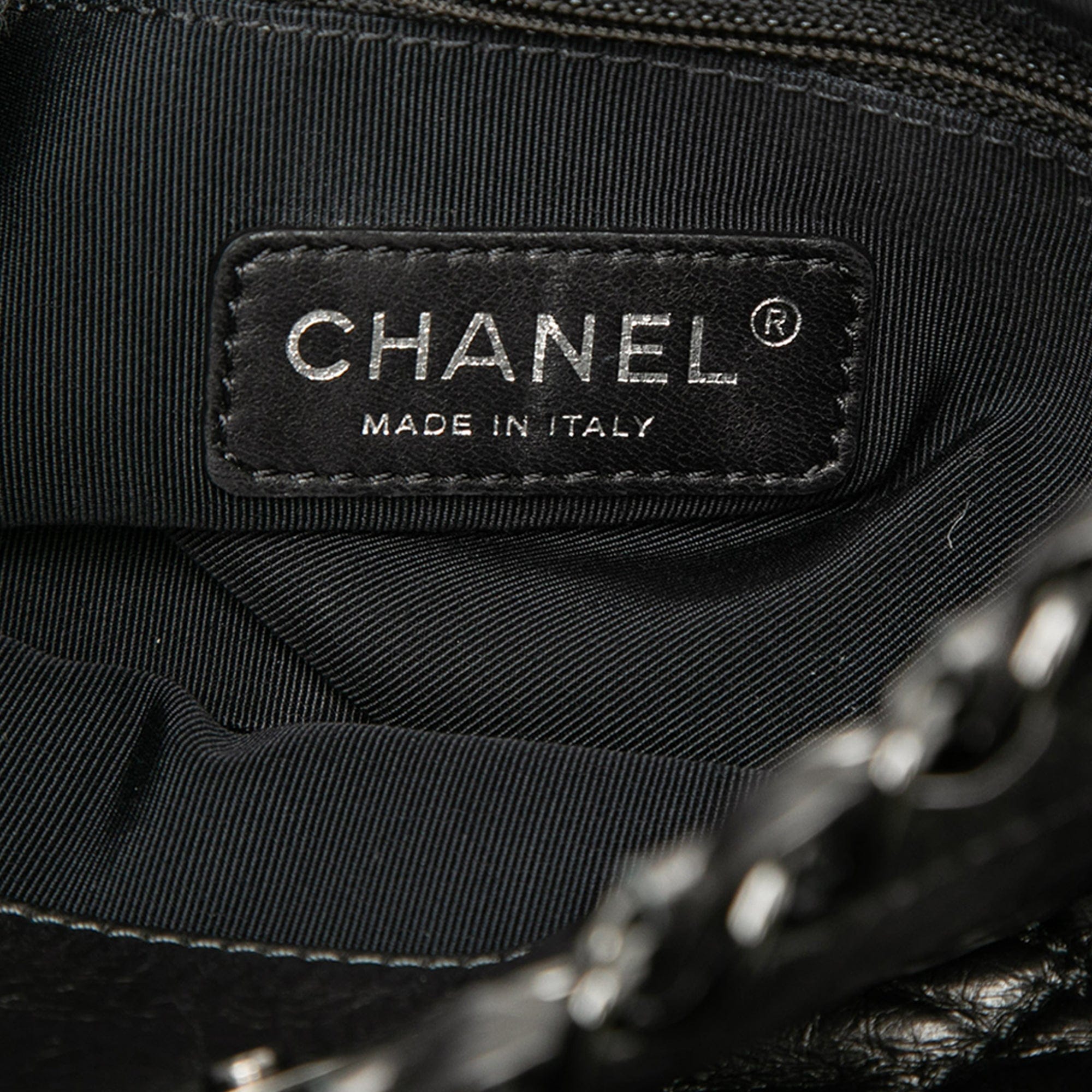 Chanel Large Glazed Calfskin Quilted Chain Me Tote