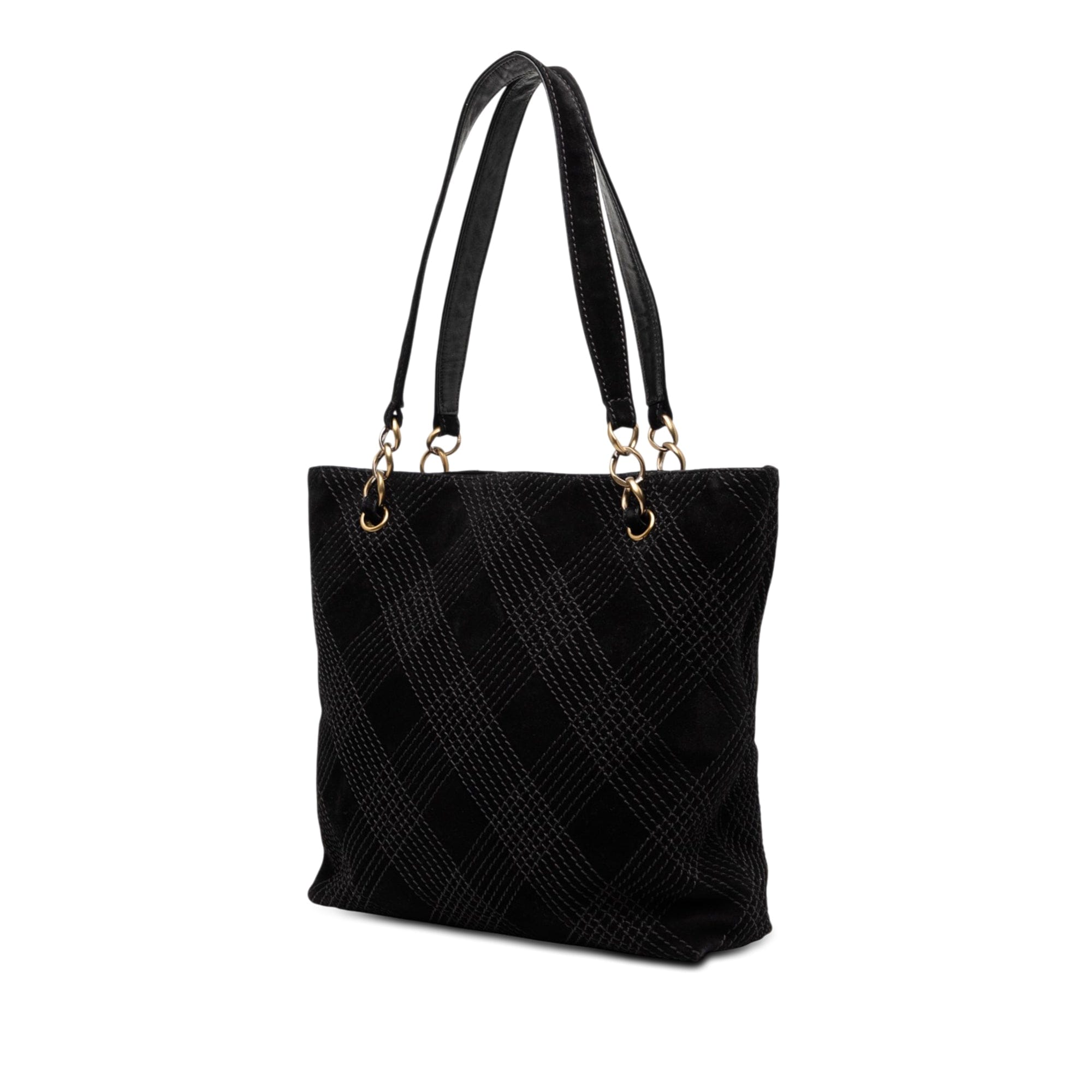 Chanel CC Stitched Suede Tote