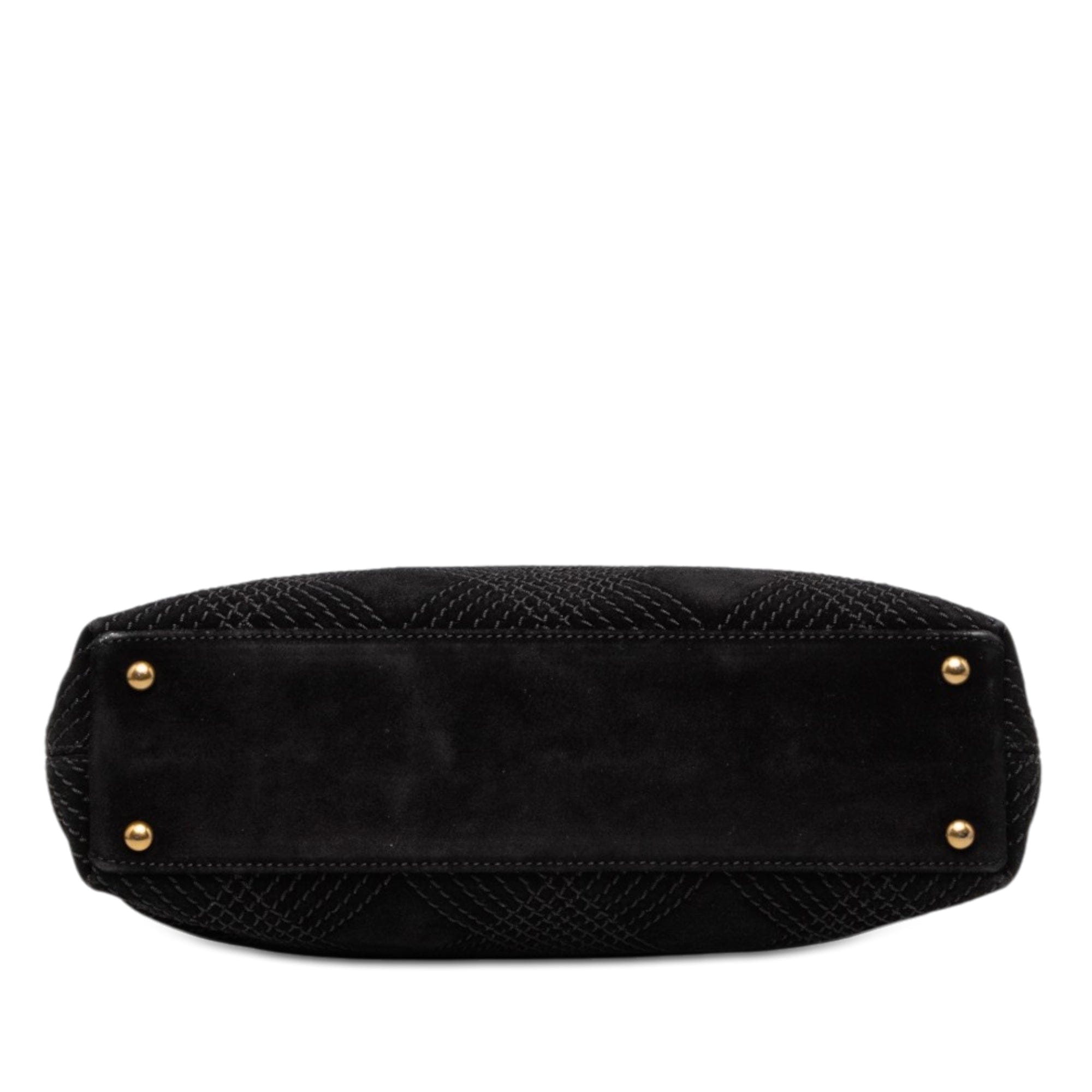 Chanel CC Stitched Suede Tote