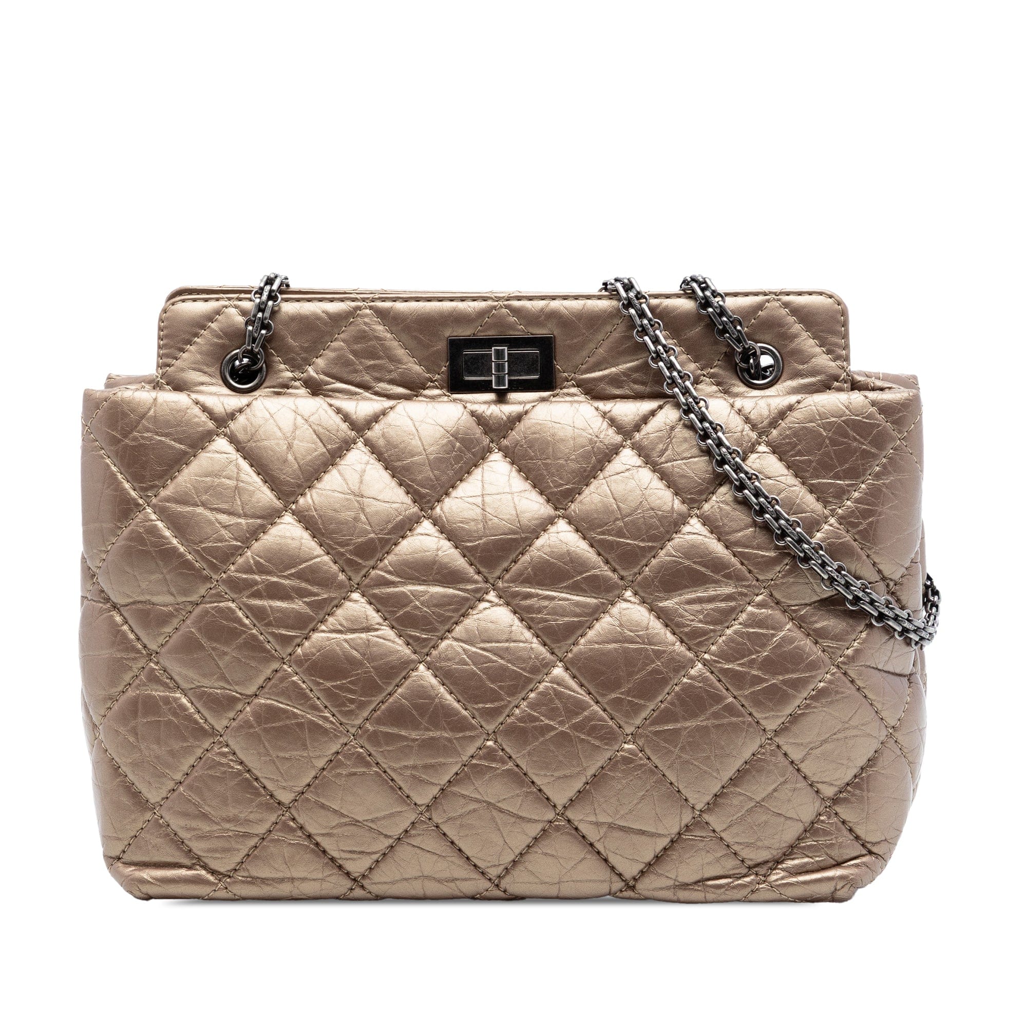 Chanel Quilted Metallic Aged Calfskin Reissue 2.55 Tote