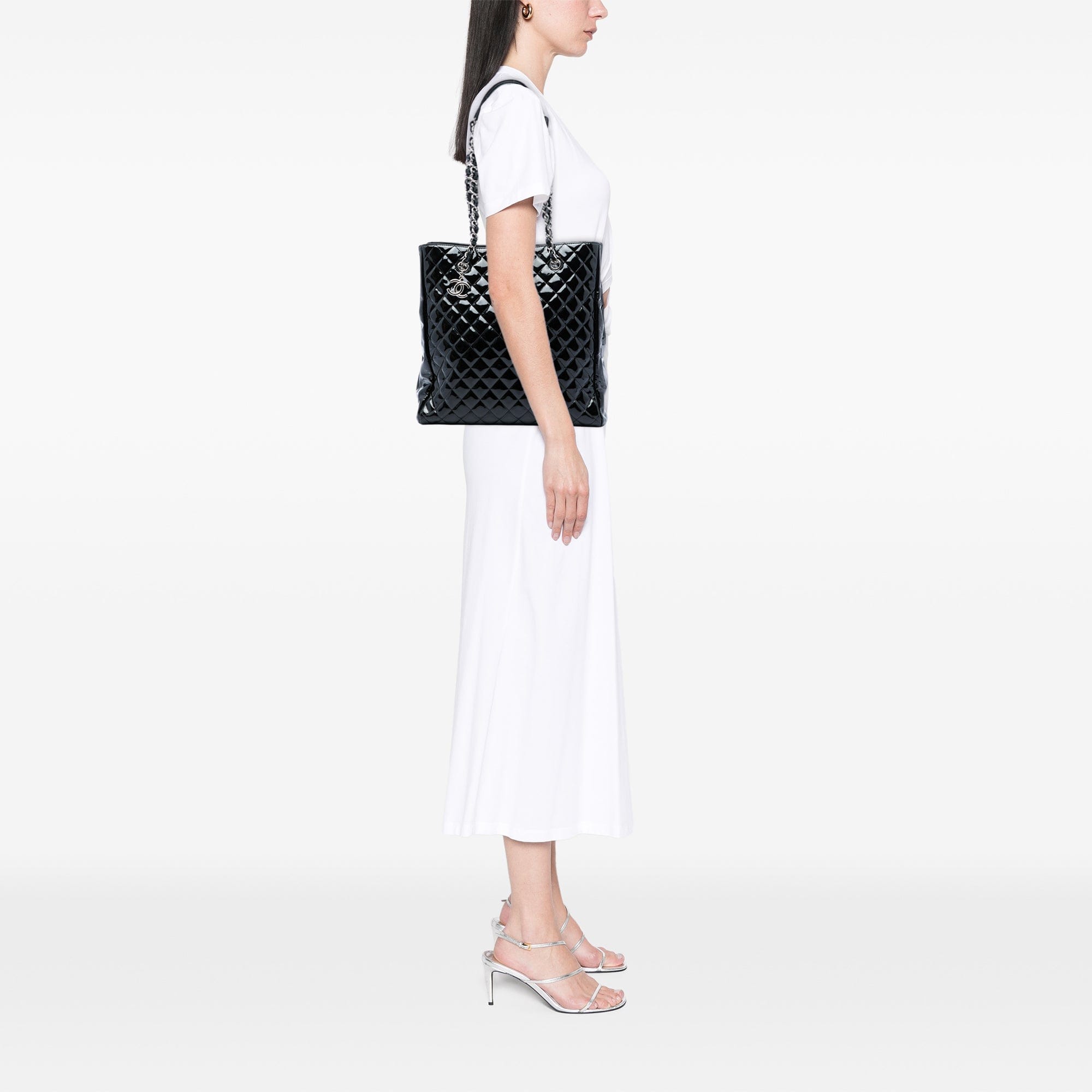 Chanel CC Quilted Patent North South Tote