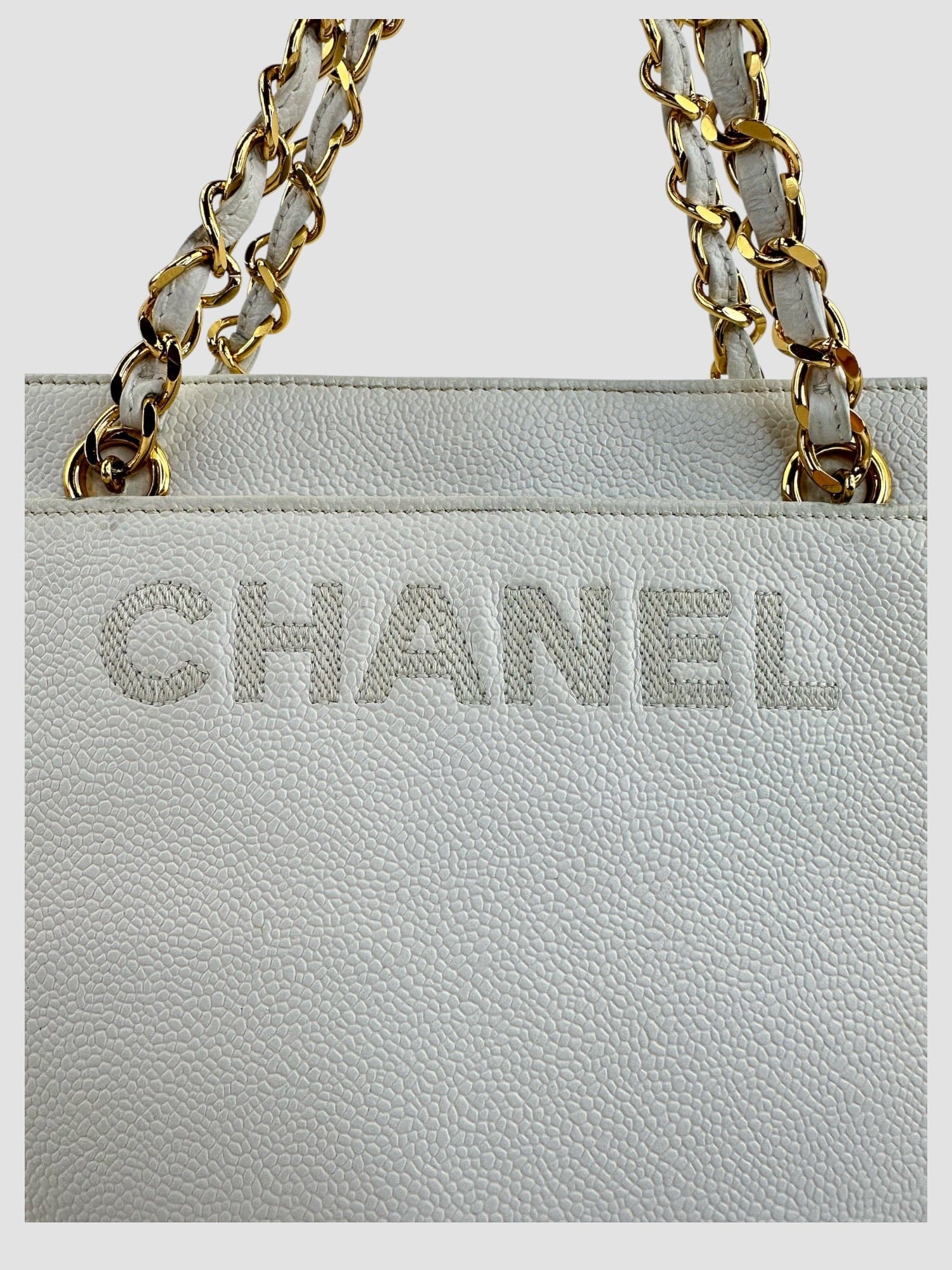 Chanel White Caviar Vintage Tote