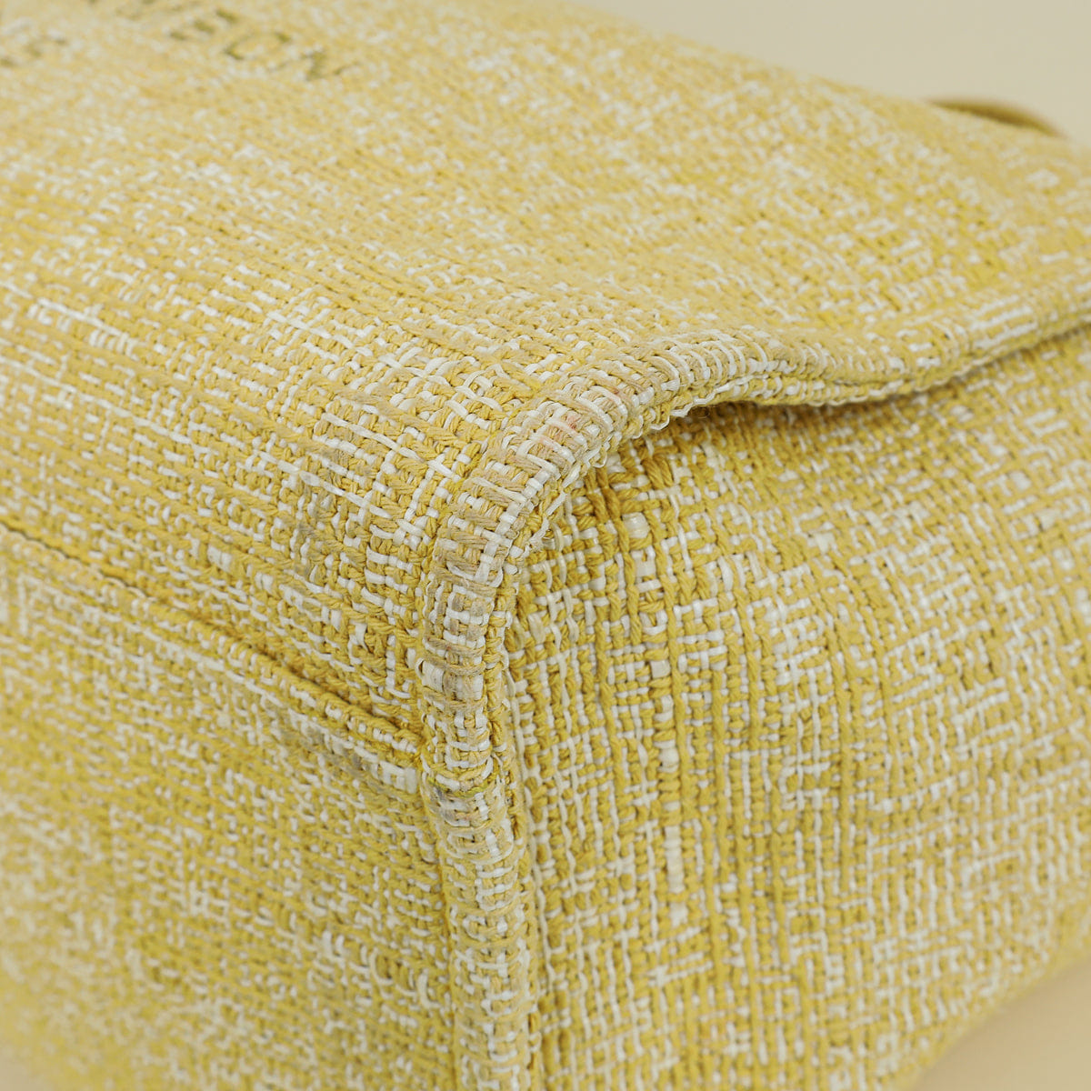 Chanel Yellow Boucle Deauville Shopping Tote Large Bag