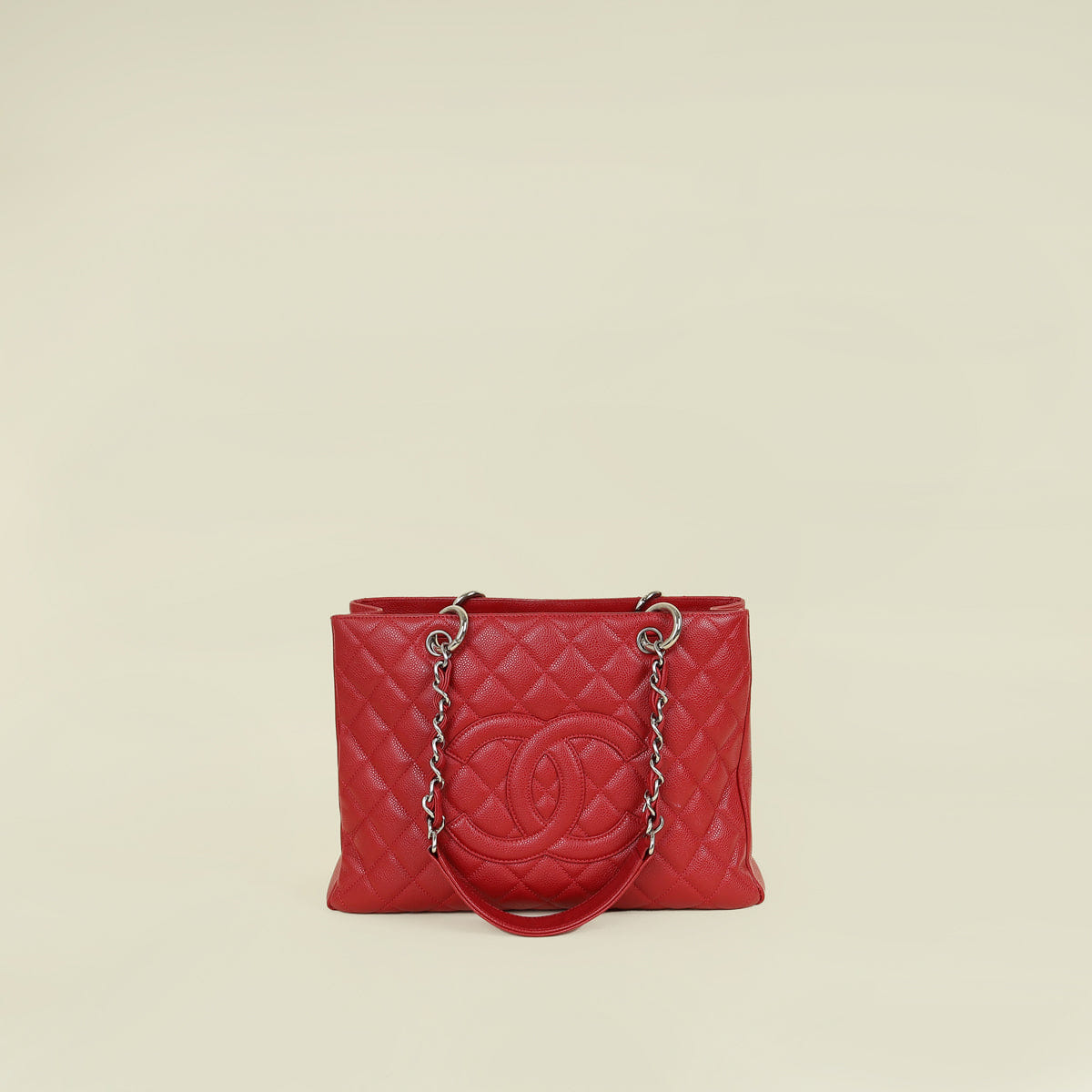 Chanel Red Grand Shopping Tote (GST) Medium Bag