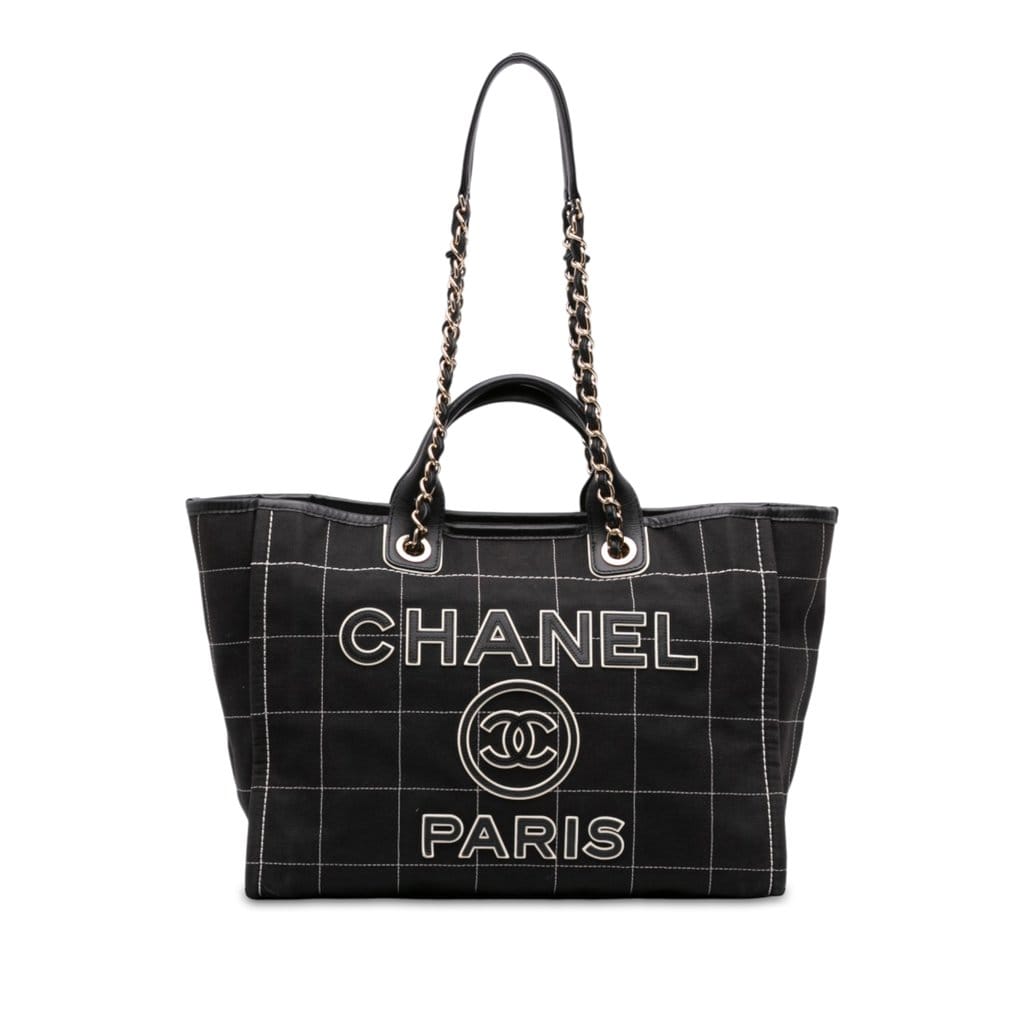 Chanel Medium Canvas Square Stitch Deauville Tote