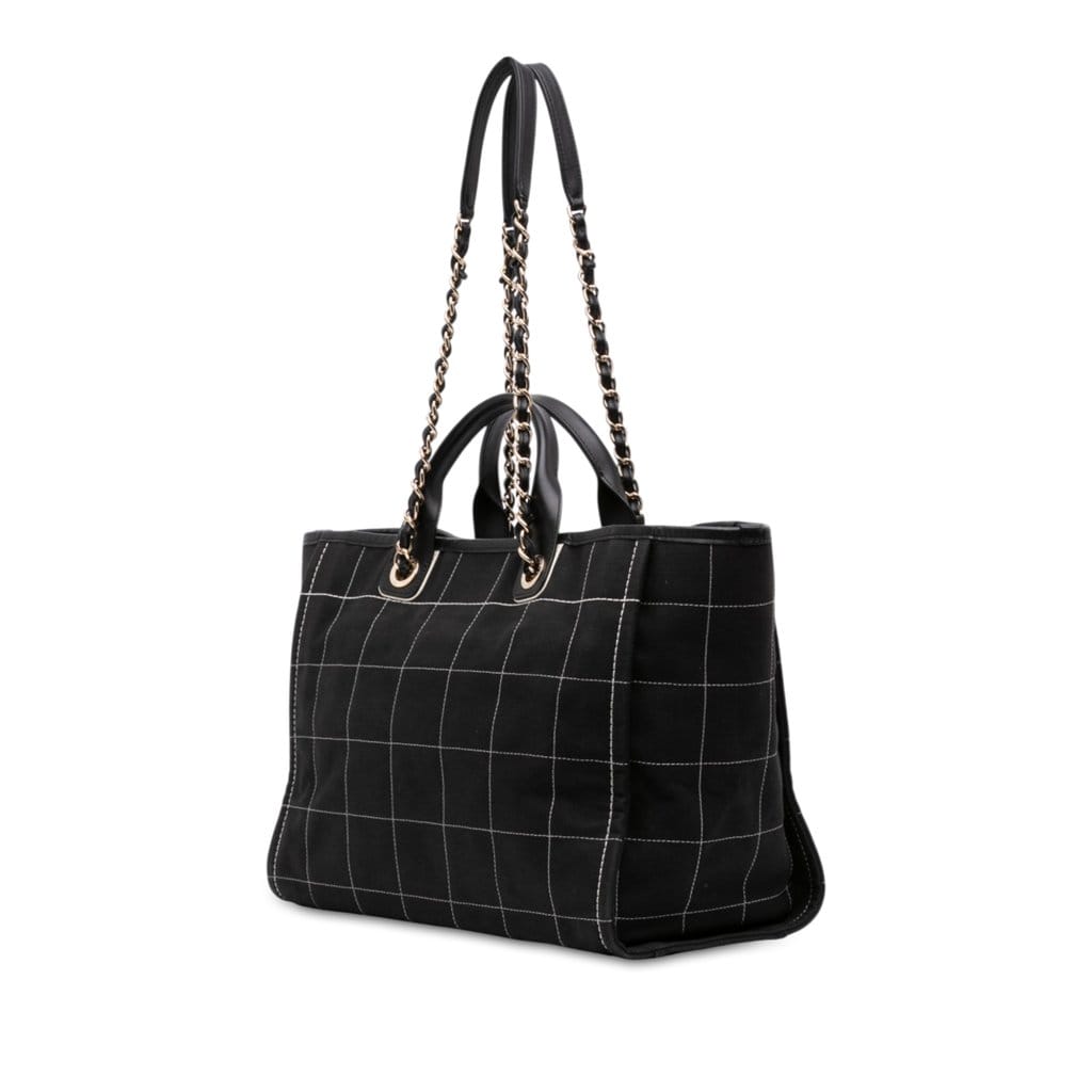 Chanel Medium Canvas Square Stitch Deauville Tote