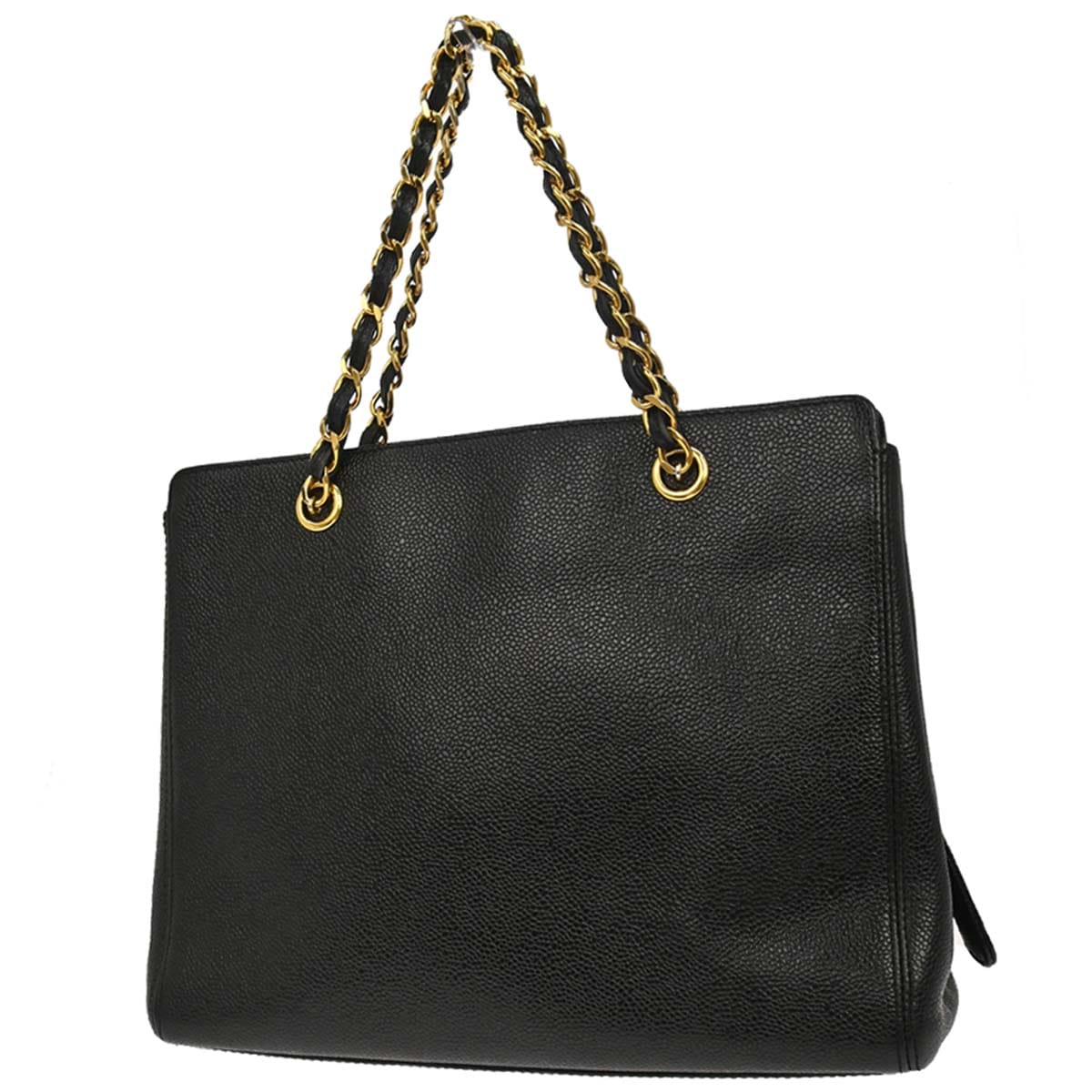Chanel 1997 - 1999 Black Caviar Skin Tote Chain Handbag