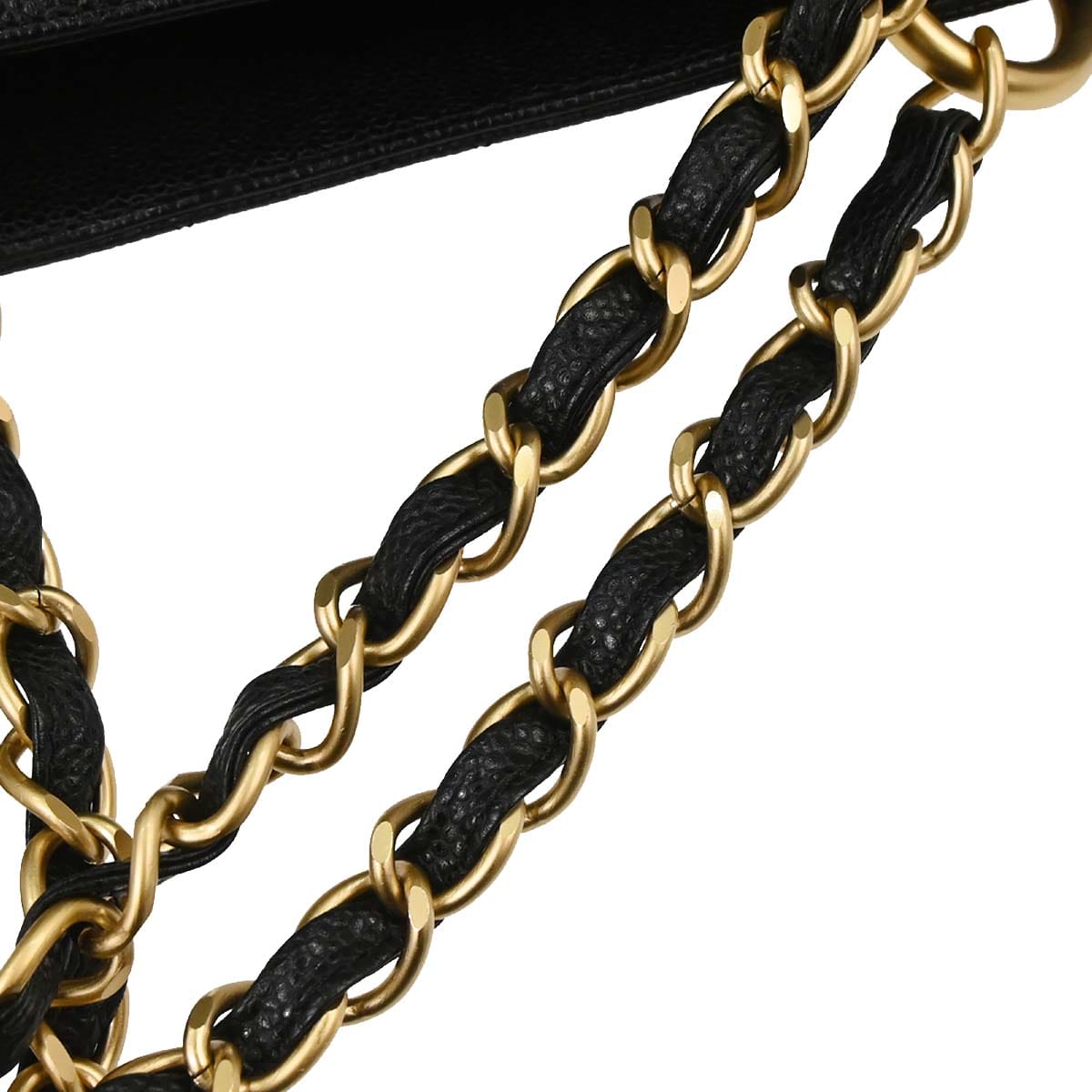 Chanel 2000 - 2002 Black Caviar Skin GST Tote Chain Handbag