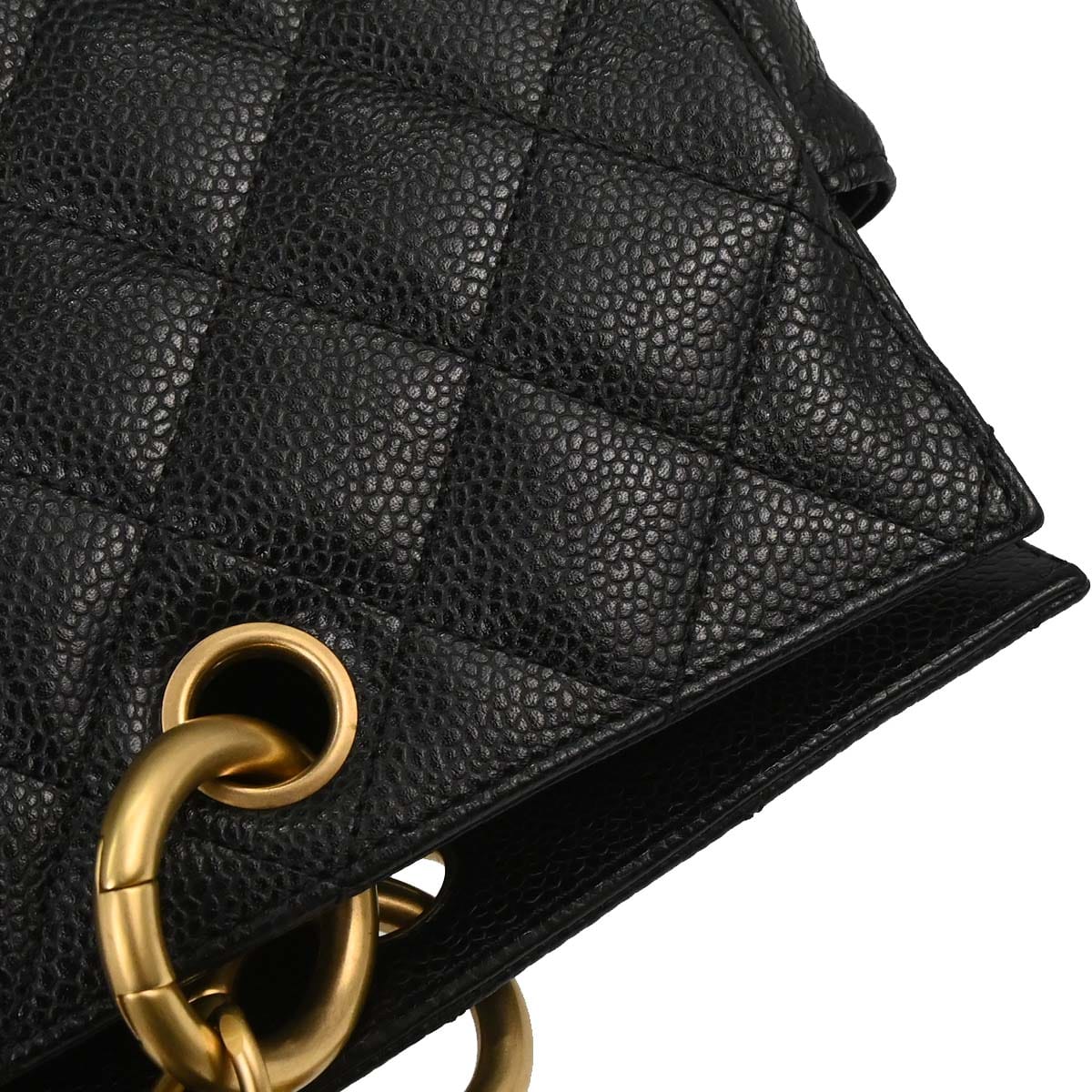 Chanel 2000 - 2002 Black Caviar Skin GST Tote Chain Handbag