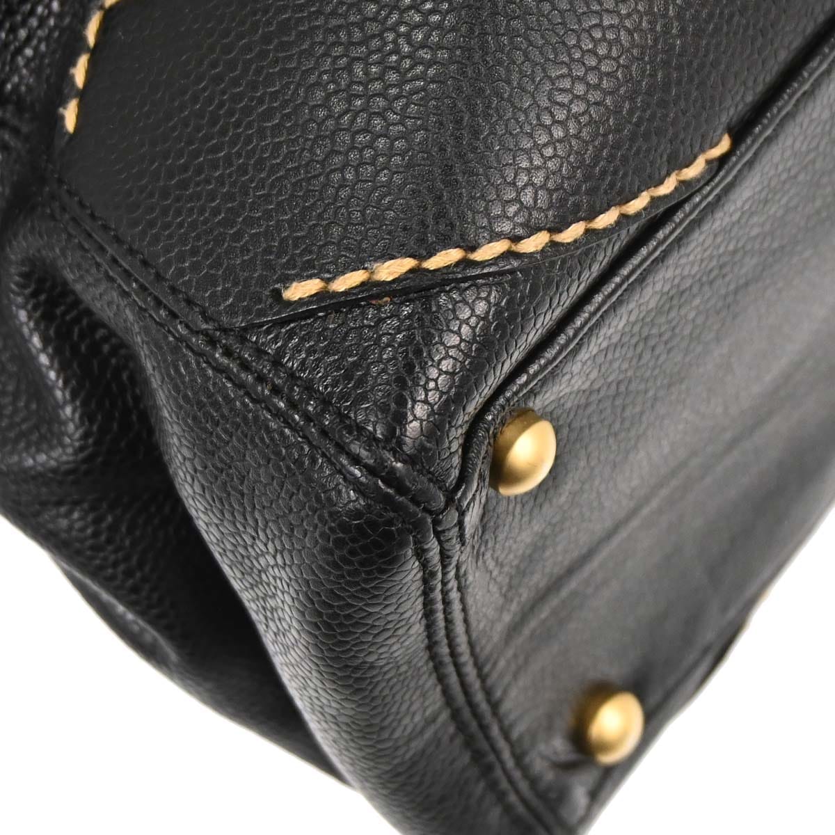 Chanel 2005 - 2006 Black Caviar Skin Wild Stitch Tote Handbag