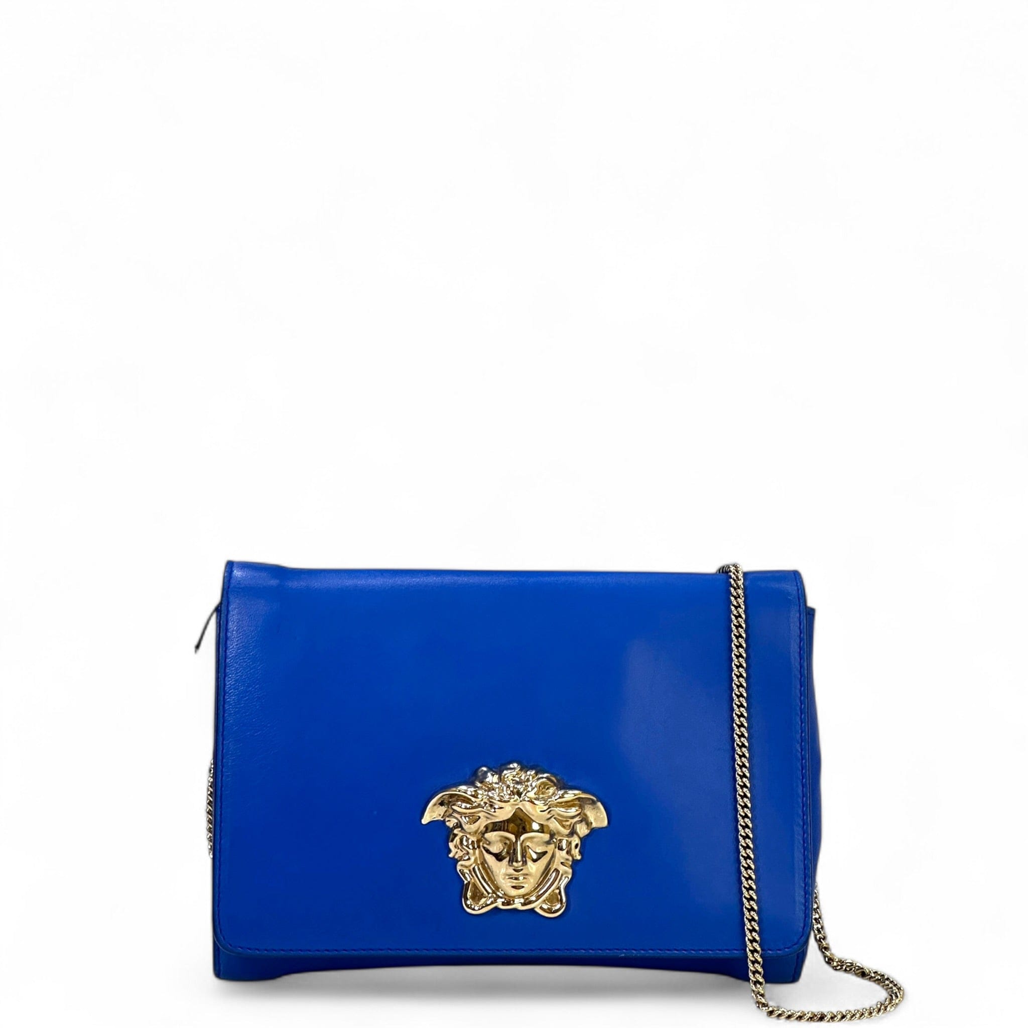 Versace La Medusa Blue Leather Bag
