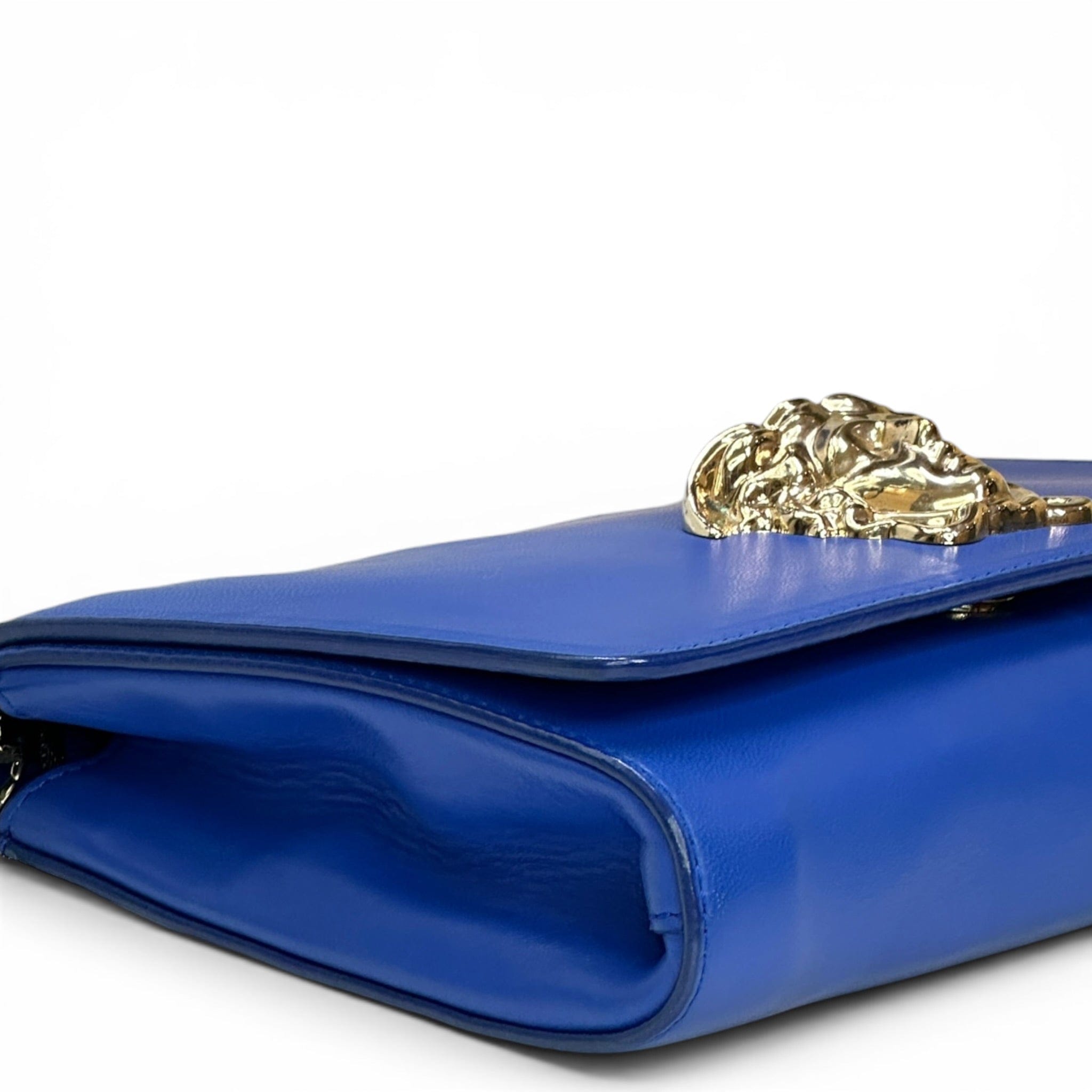 Versace La Medusa Blue Leather Bag