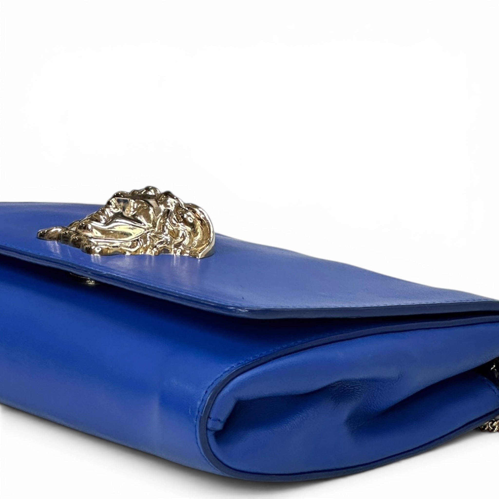 Versace La Medusa Blue Leather Bag
