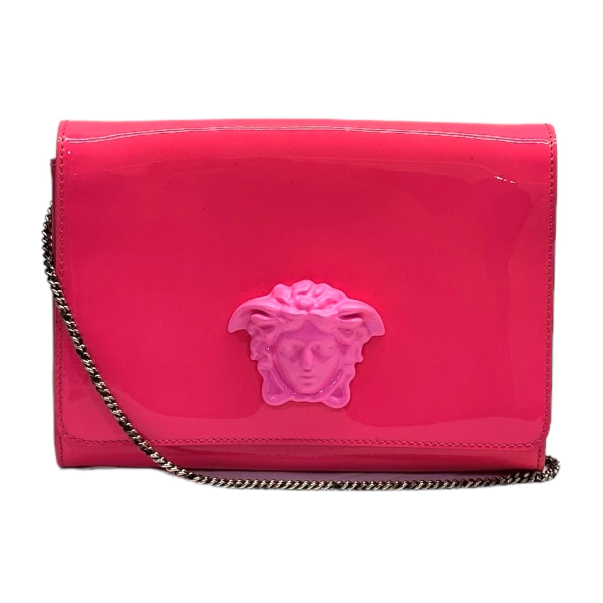 Versace Patent Palazzo Medusa Chain Evening Bag