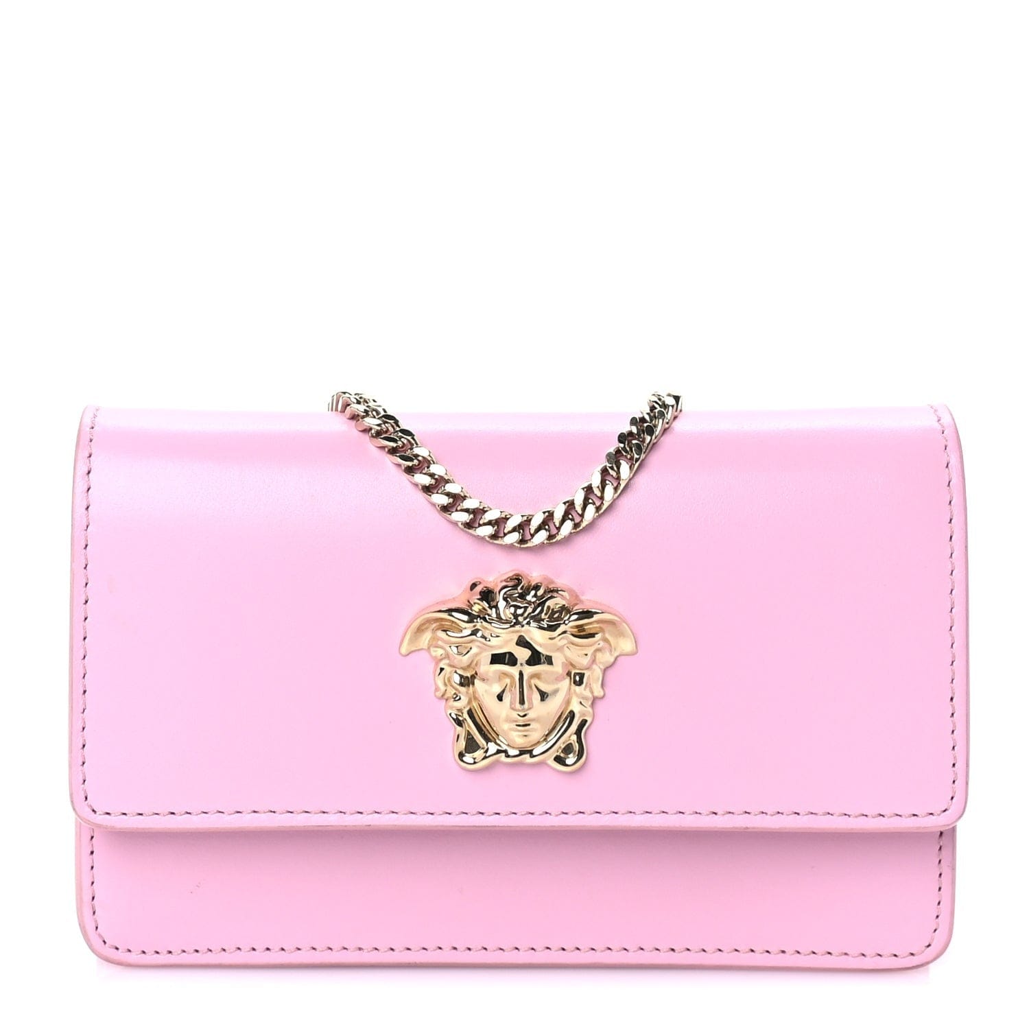 Versace Smooth Calfskin Palazzo Chain Evening Bag Pink