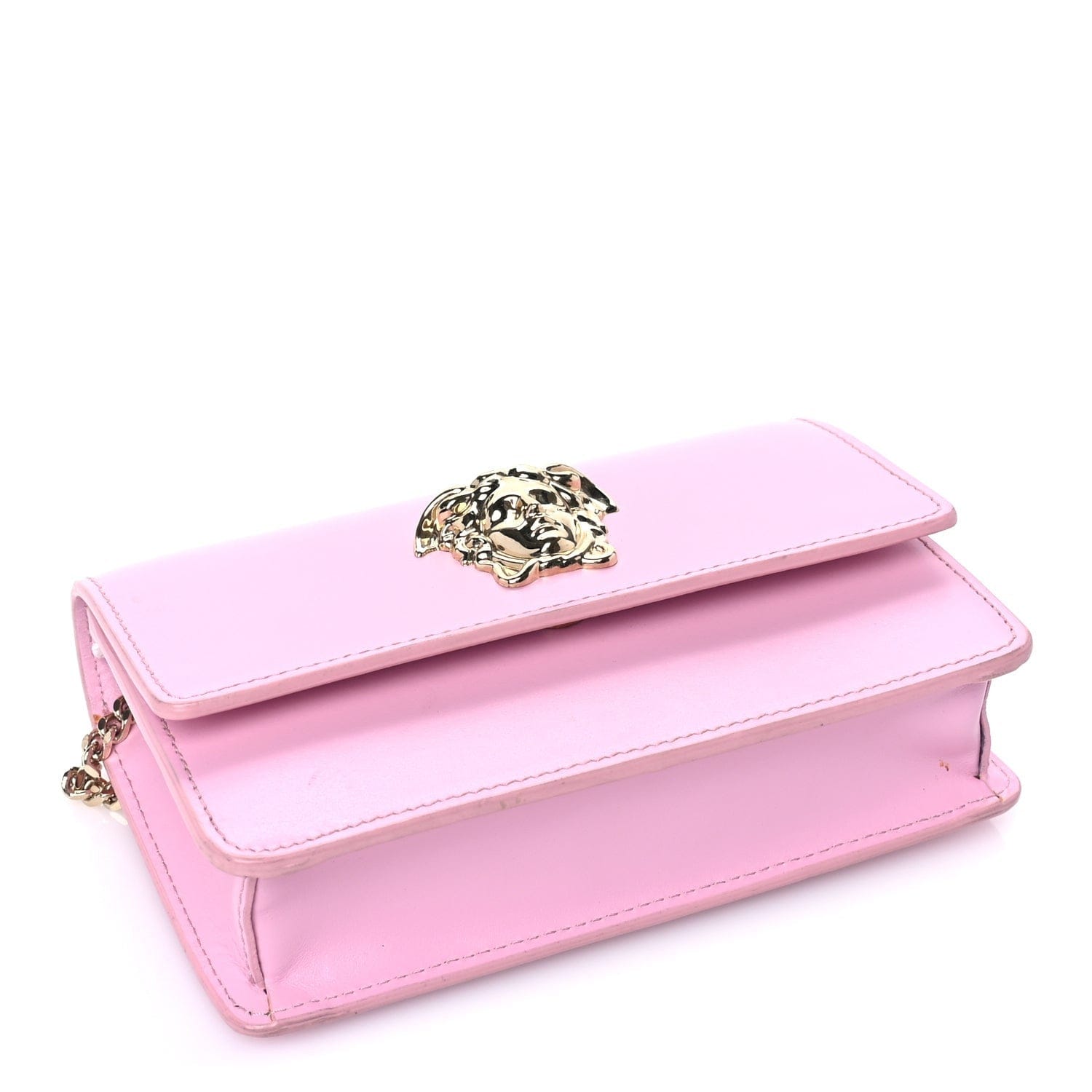 Versace Smooth Calfskin Palazzo Chain Evening Bag Pink