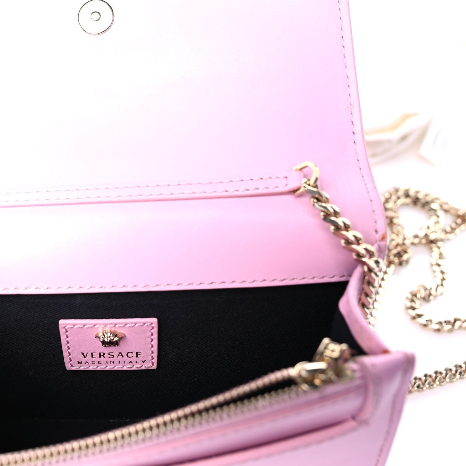 Versace Smooth Calfskin Palazzo Chain Evening Bag Pink