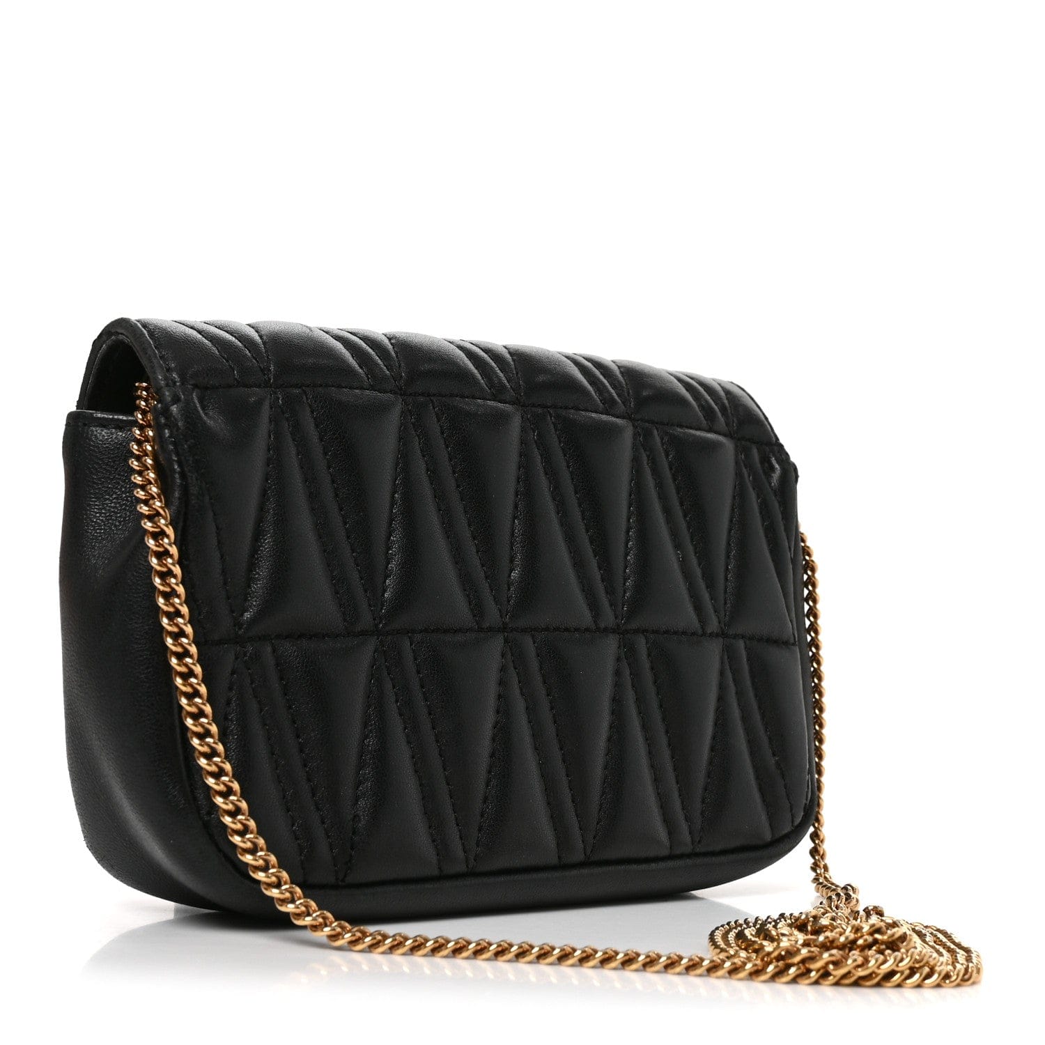 Versace Nappa Quilted Virtus Evening Bag Black
