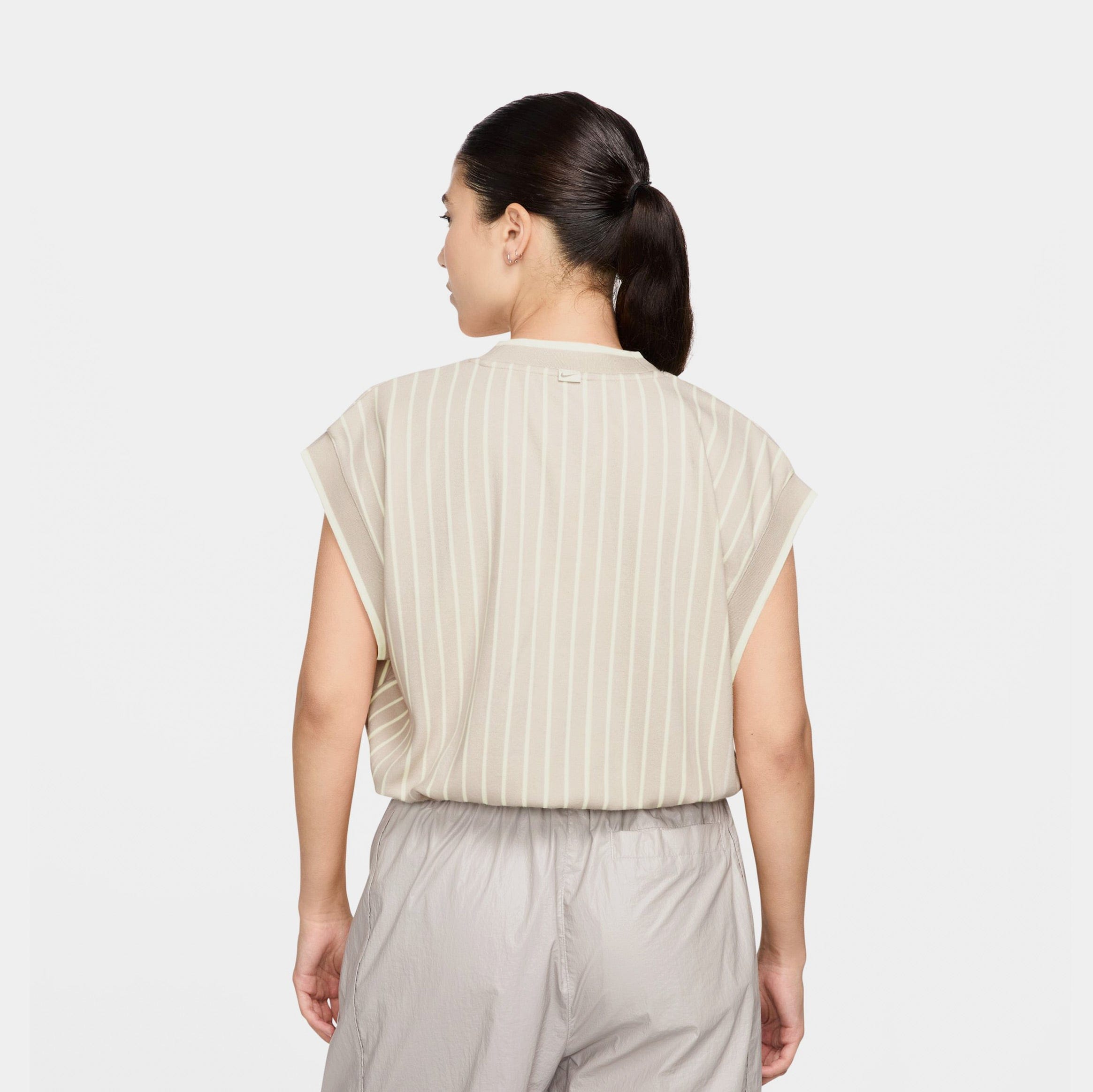 Nike NSW Collection Loose Knit Tank Womens Short Sleeve (Light Orewood Brown/Sail/Barely Volt/White)