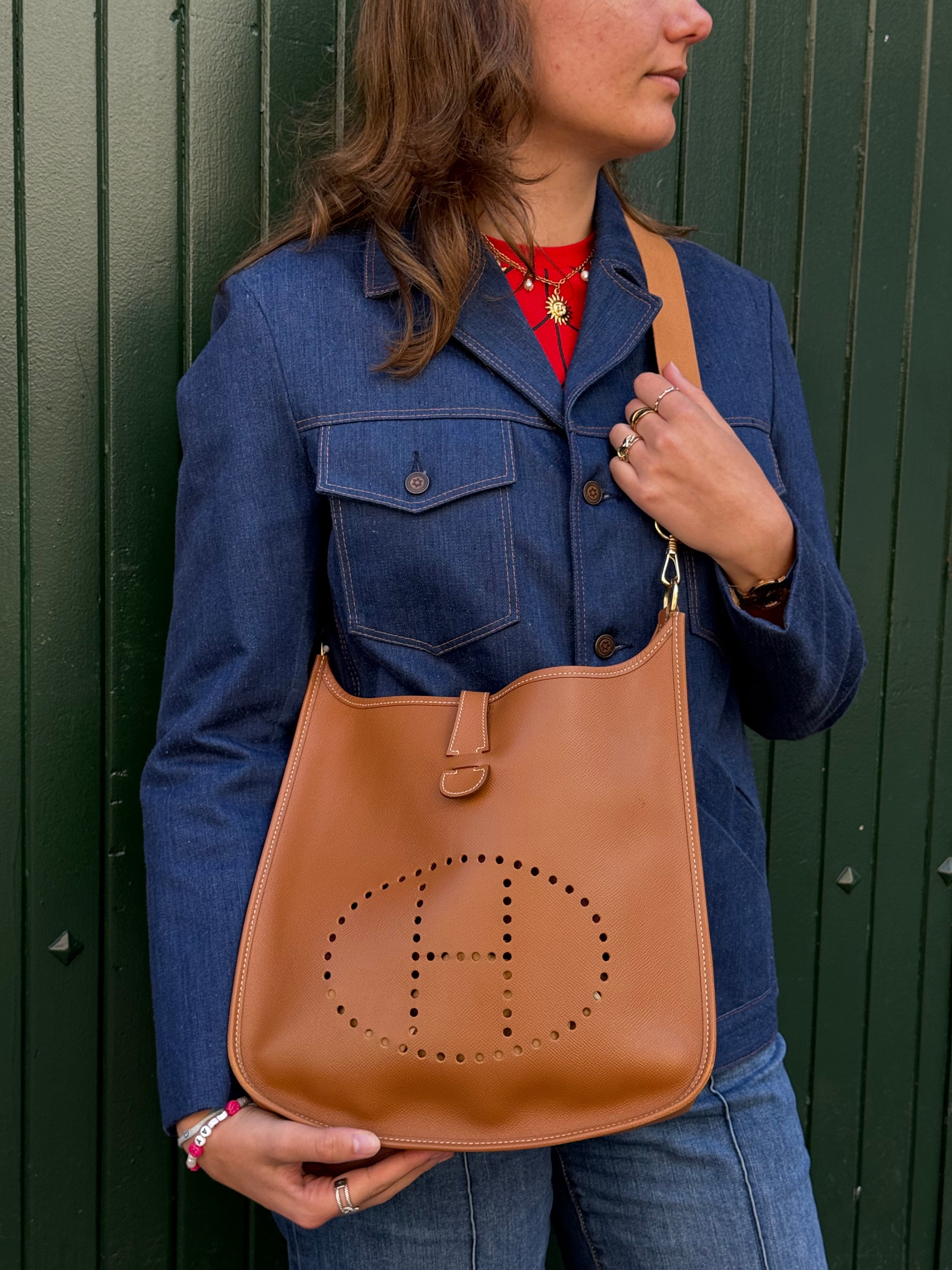 Hermès Tan Clemence Leather Evelyne 33 Crossbody