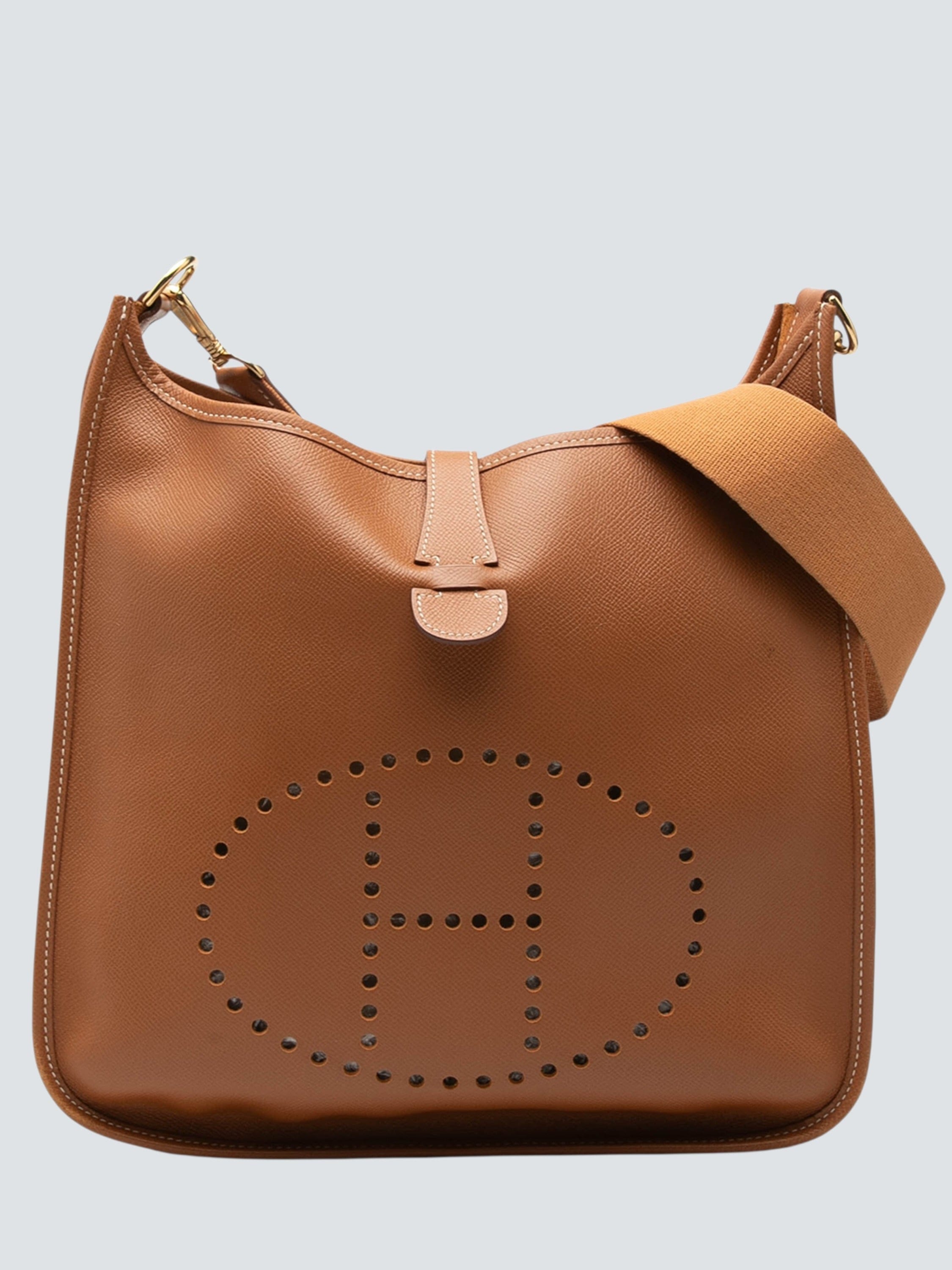 Hermès Tan Clemence Leather Evelyne 33 Crossbody