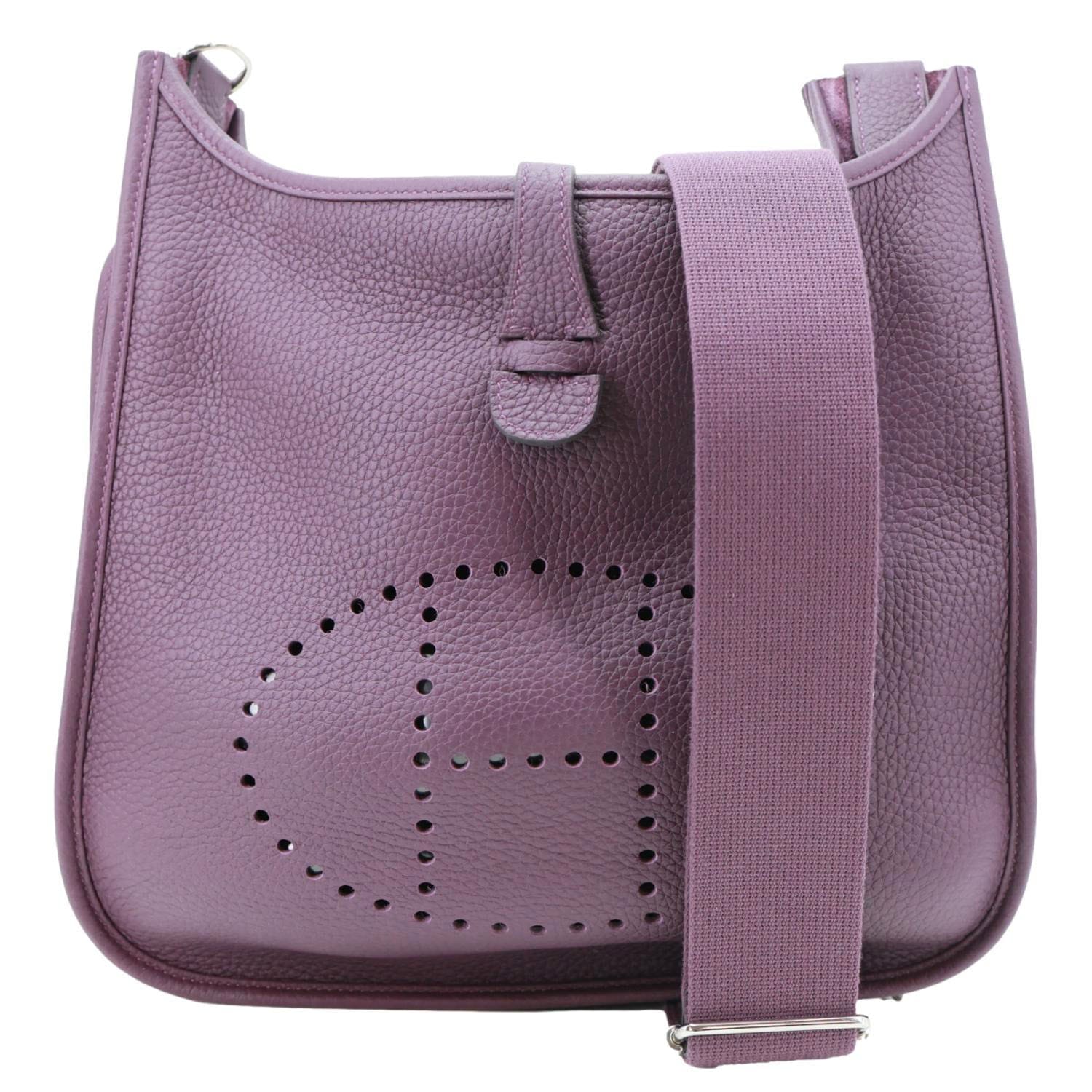 HERMES Evelyne PM Clemence Leather Crossbody Bag Purple