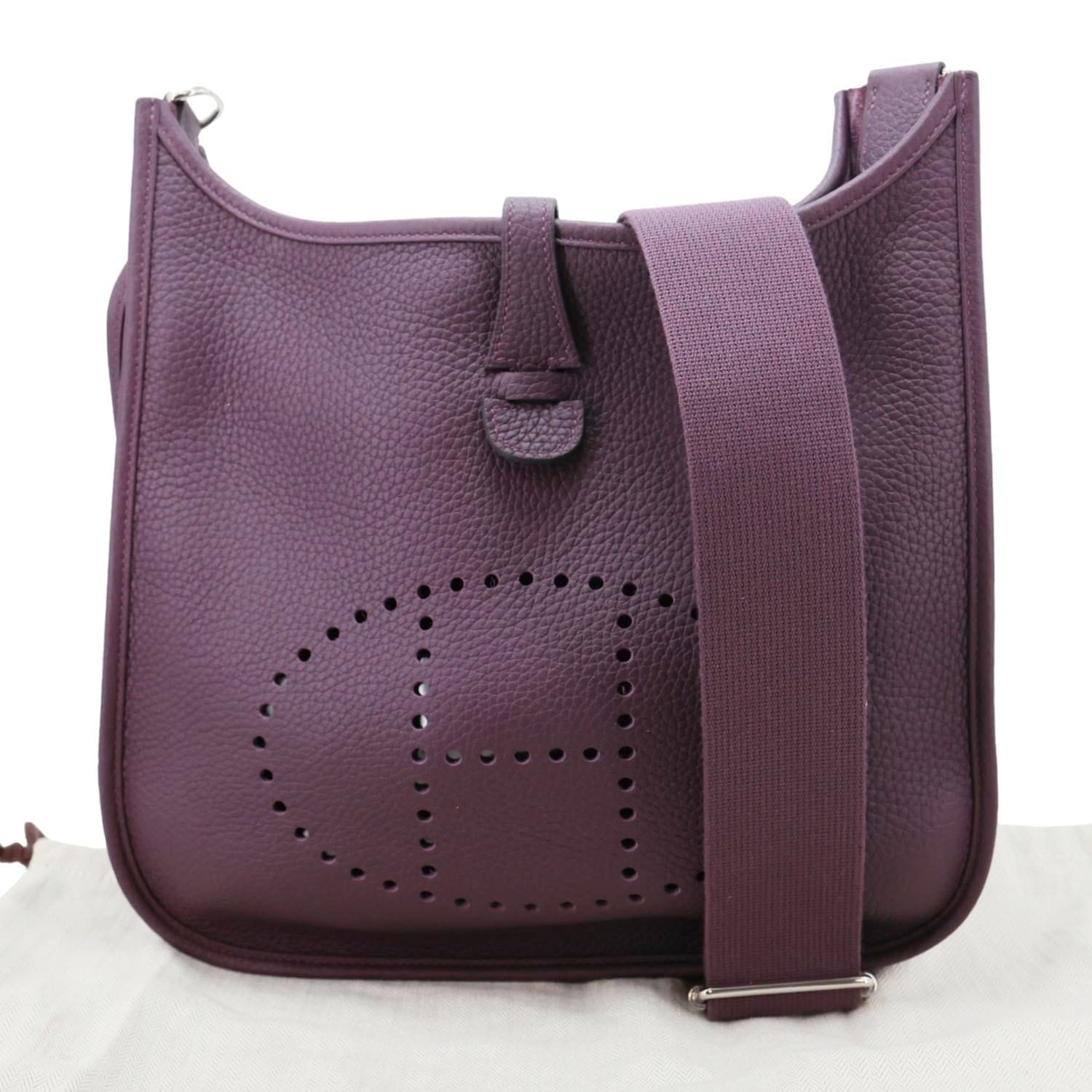 HERMES Evelyne PM Clemence Leather Crossbody Bag Purple
