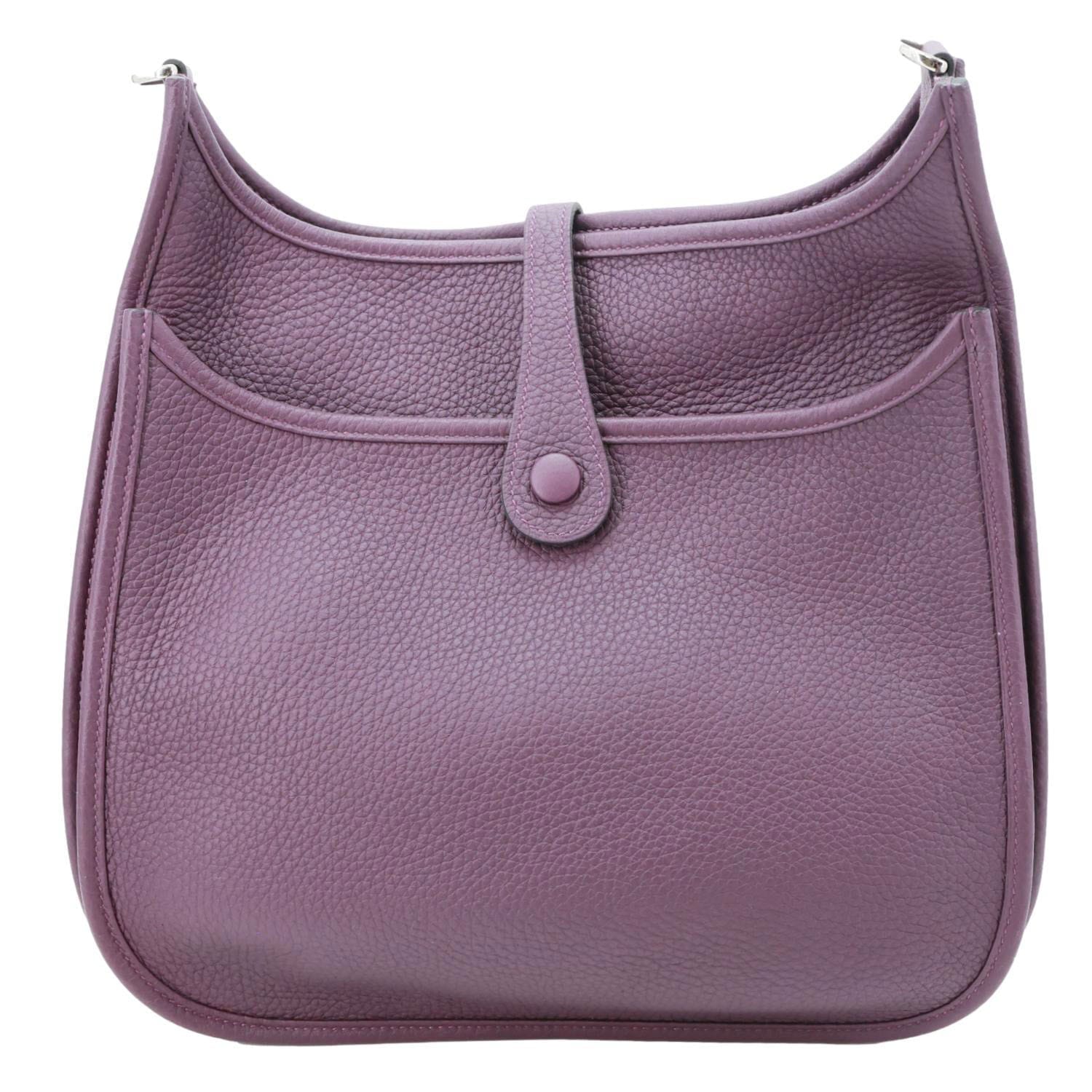 HERMES Evelyne PM Clemence Leather Crossbody Bag Purple