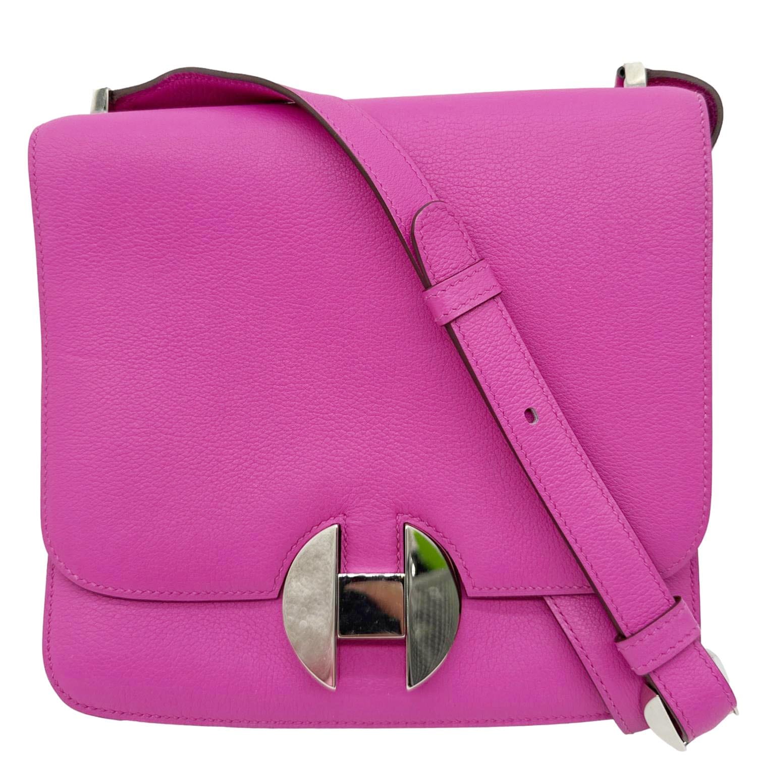 HERMES Evercolor 2002 Calfskin Leather Crossbody Bag Magnolia