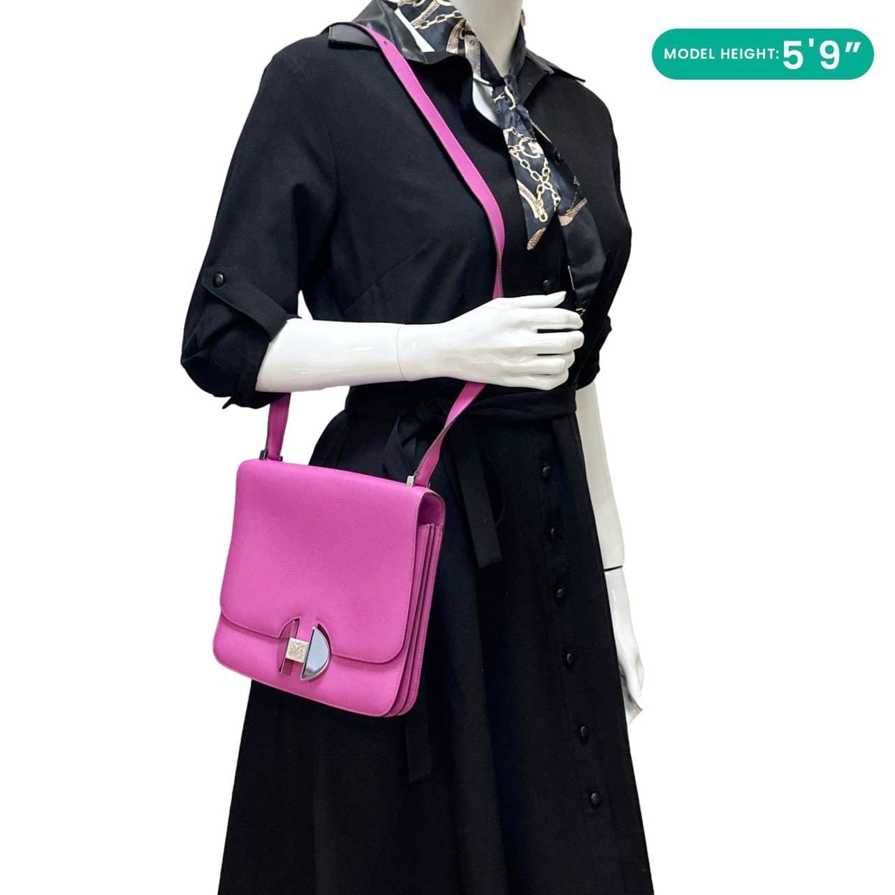 HERMES Evercolor 2002 Calfskin Leather Crossbody Bag Magnolia