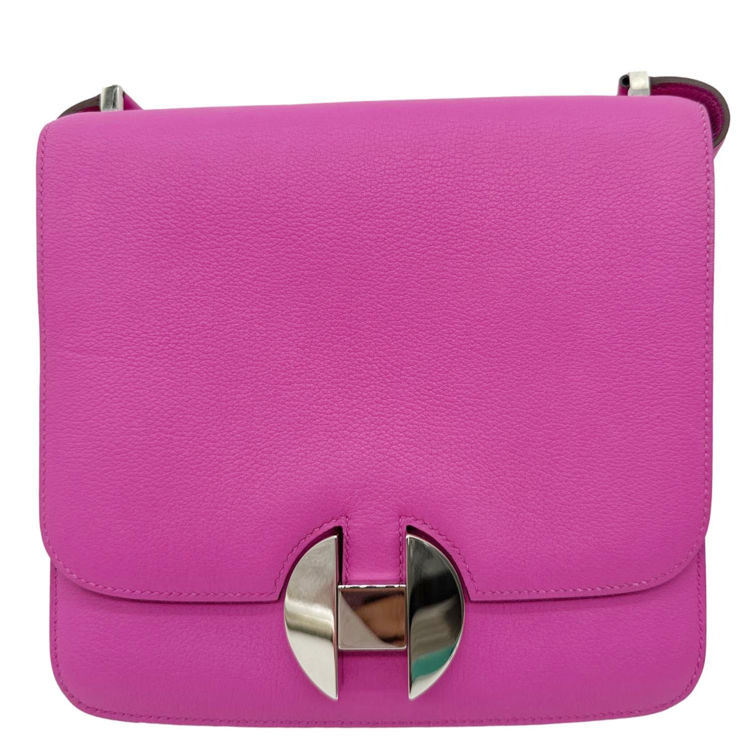 HERMES Evercolor 2002 Calfskin Leather Crossbody Bag Magnolia