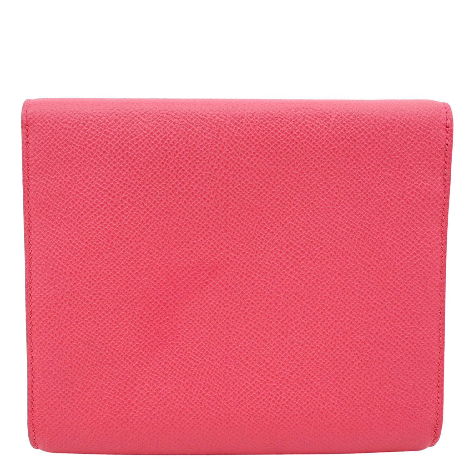 HERMES Clic 16 Epsom Leather Wallet on Strap Crossbody Bag Pink