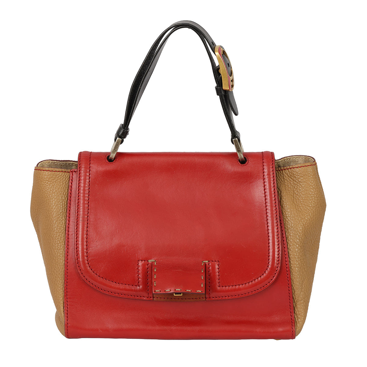 FENDI RED SILVANA SATCHEL HANDBAG