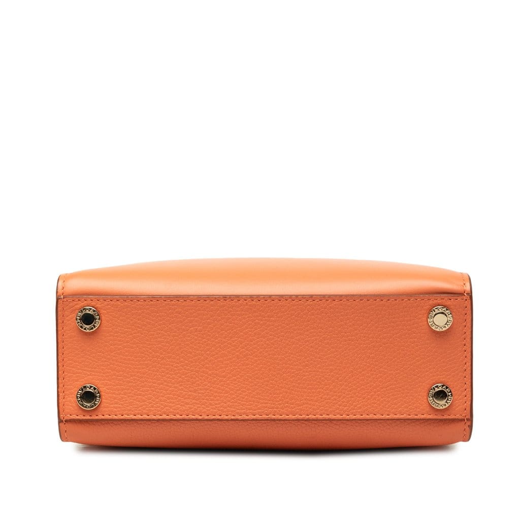 Bvlgari Smooth and Pebbled Calfskin Logo Tote